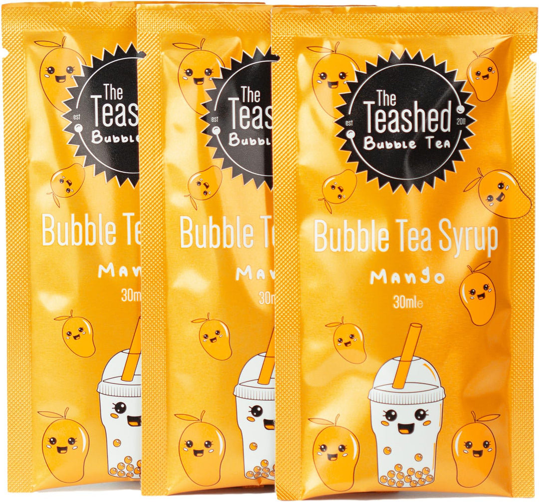 The *TeaShed Fruit Bubble Tea Kit Gift Box - 6 Servings with Mango, Strawberry, Peach & Cherry Boba