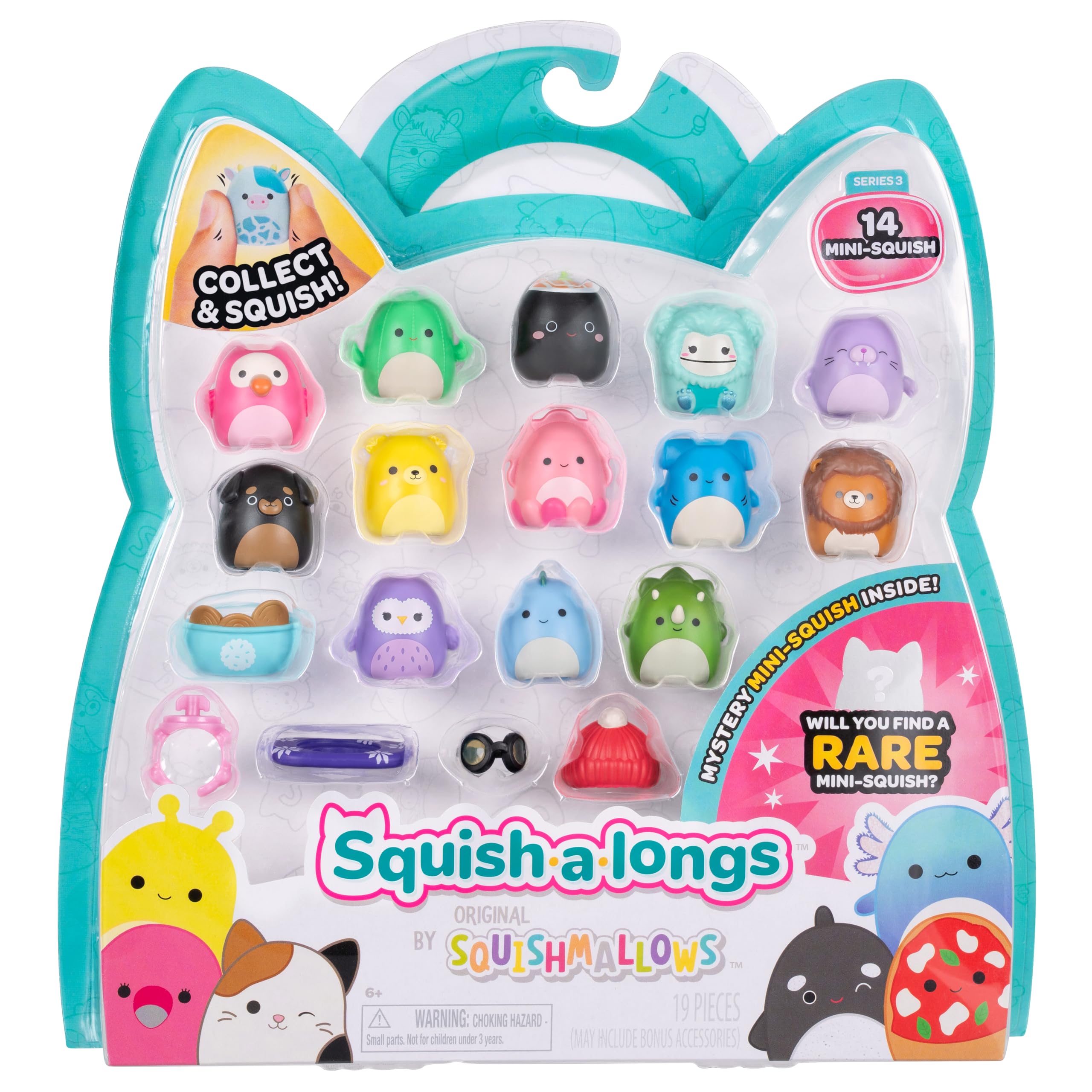 Squish-a-longs Mini-Squish 14-Pack - Sushi, Dodo Bird, Cuttlefish & Mystery Collectible 1