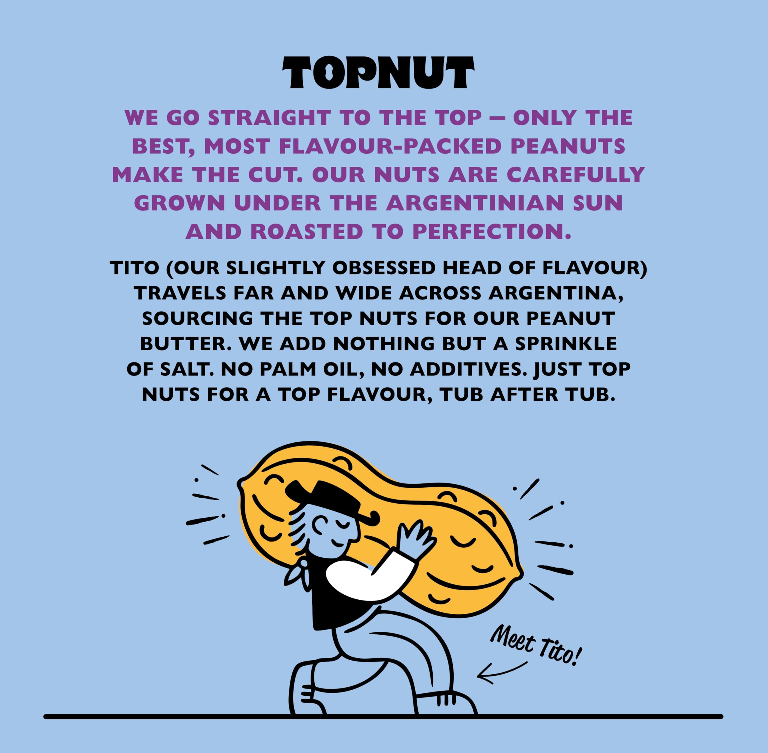 TOPNUT Smooth Peanut Butter - 1kg Tub | Single-Origin Argentinian Peanuts | No Added Sugar 7