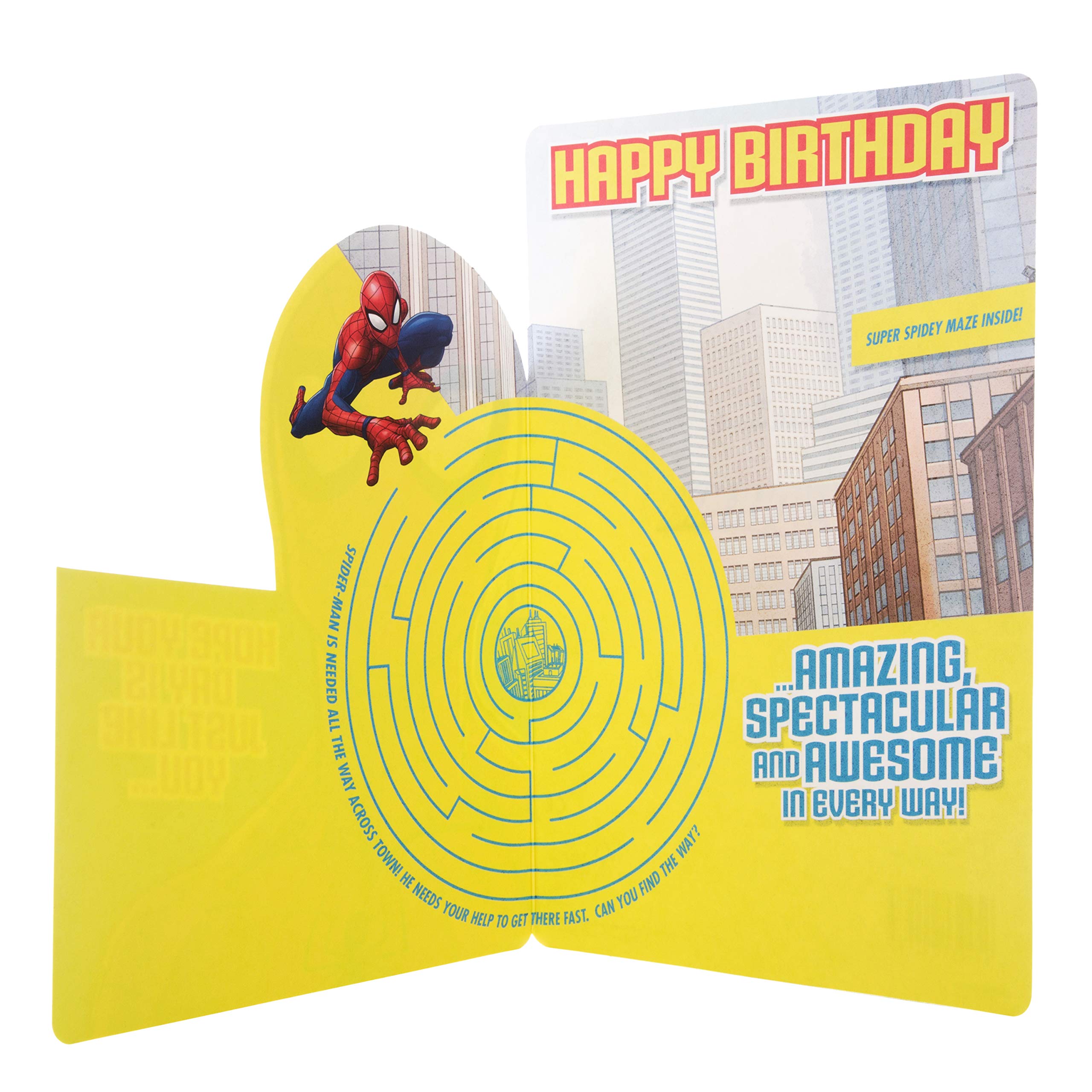 Hallmark Spider-Man Birthday Card for Kids with Maze Activity | 22.8cm x 15.9cm 4