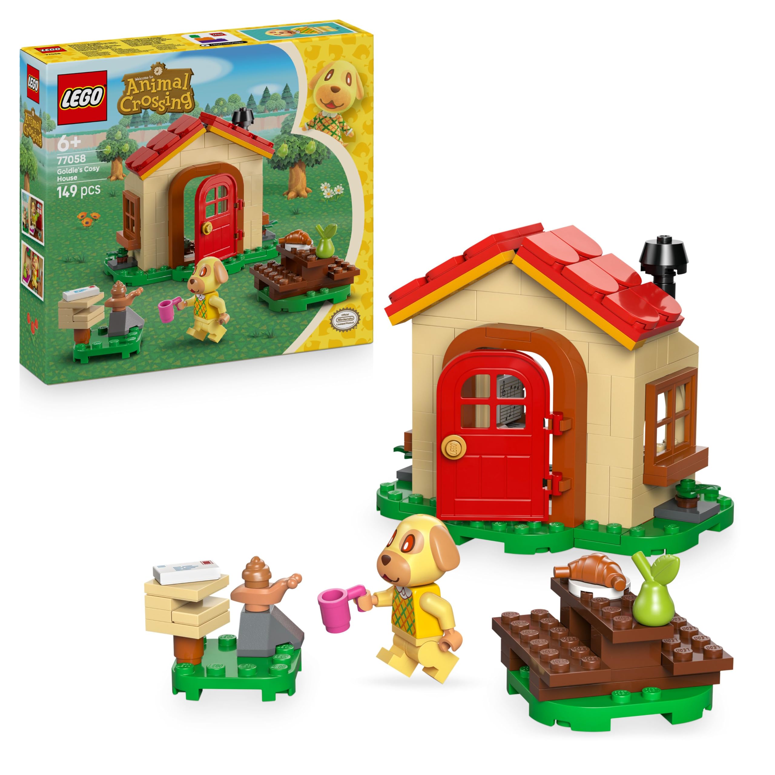 LEGO Animal Crossing Goldie's Cosy House Building Set - 149 Pieces with Minifigure, Piano & Picnic Table 1