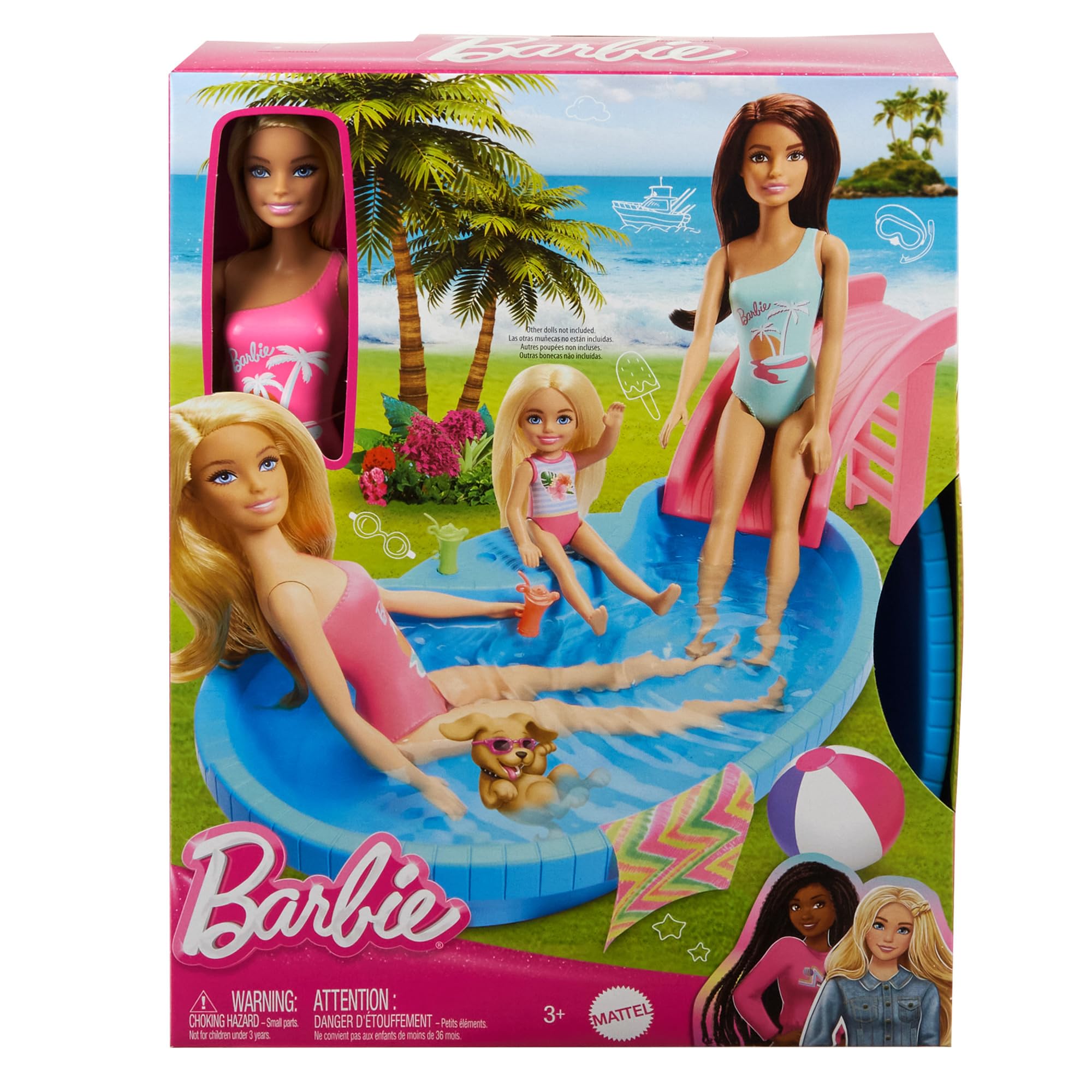 Barbie Pool Playset - Includes Barbie Doll, Pool, Slide & Accessories | Ages 3+ 6