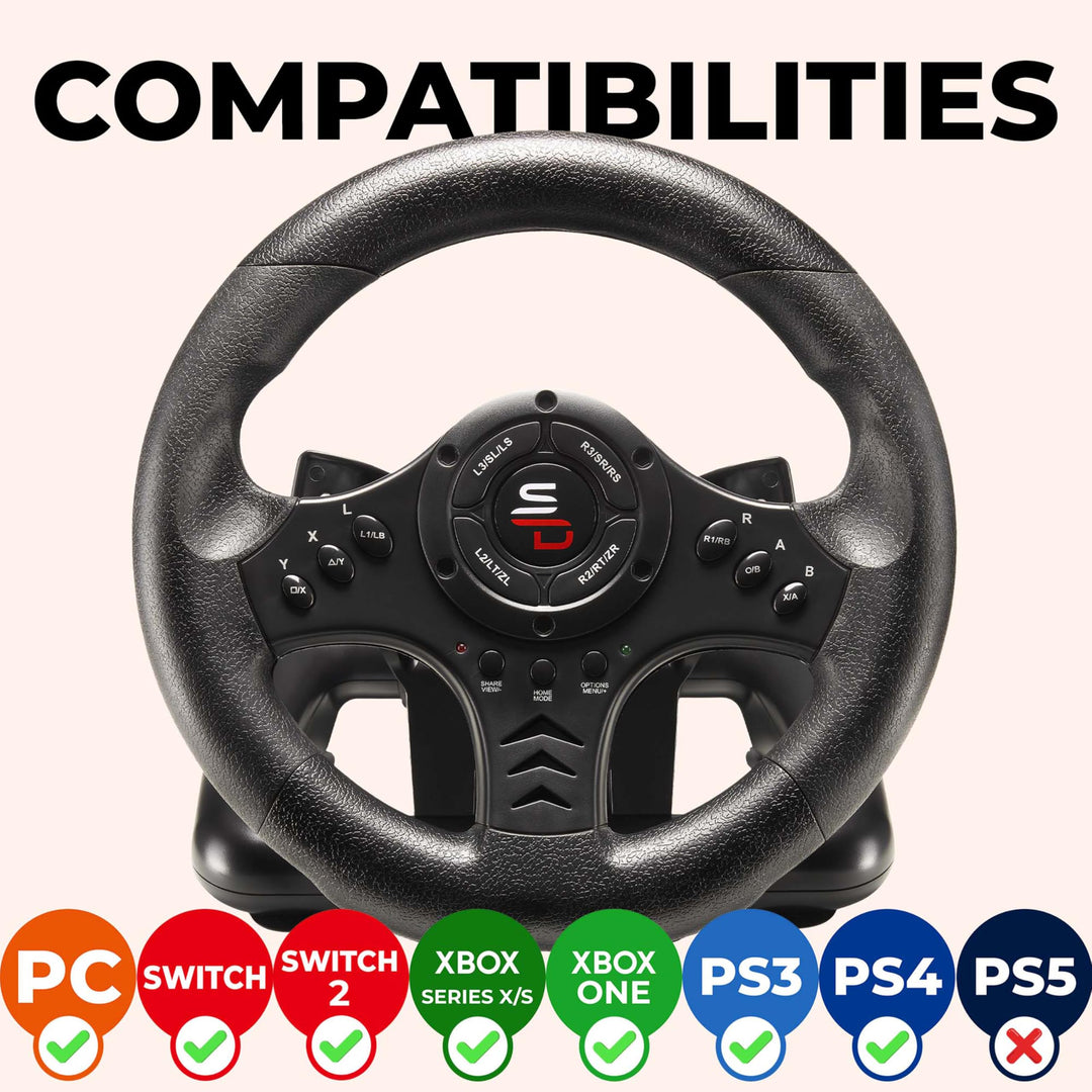 Superdrive SV450 Racing Steering Wheel with Pedals & Paddle Shifters for Xbox, PS4, Switch, PC