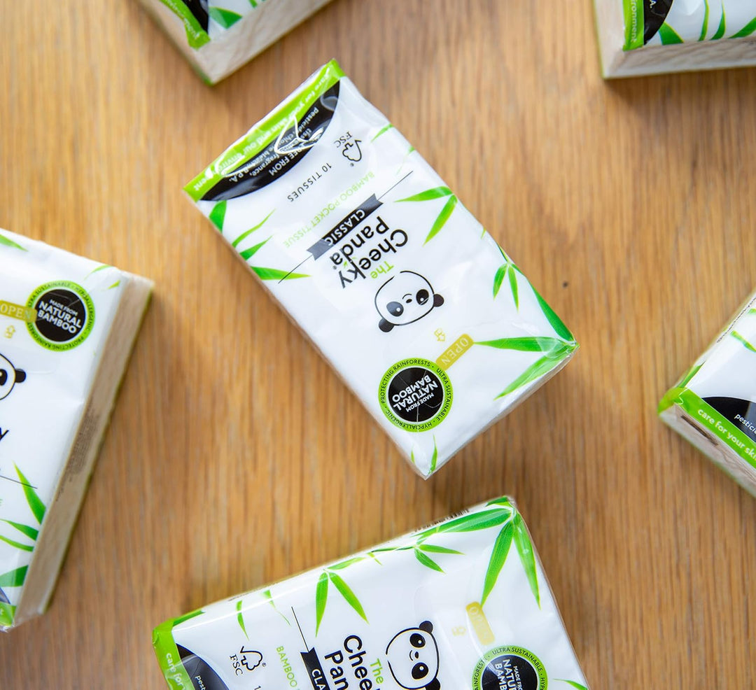 The Cheeky Panda - Bamboo Pocket Tissues Bulk Box (96 Packs, 10 Tissues per Pack)