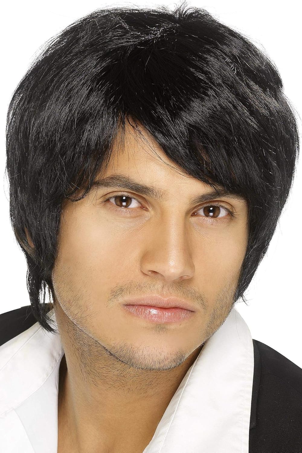Smiffys Boy Band Wig Black Short Style Fancy Dress Accessory 1