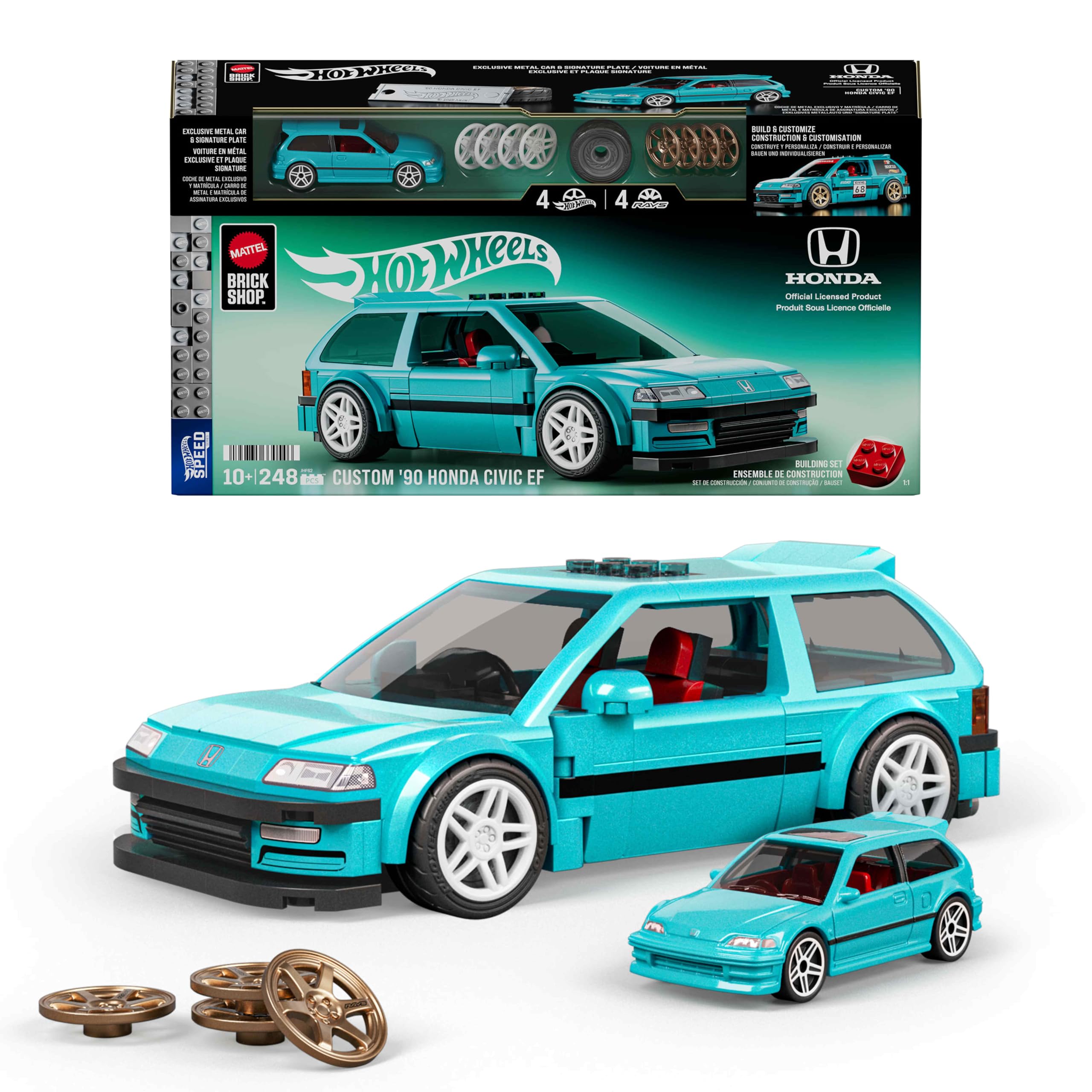Mattel Brick Shop Hot Wheels Speed Series Building Set - Custom ’90 Honda Civic EF | 248 Pieces | Age 10+ 1