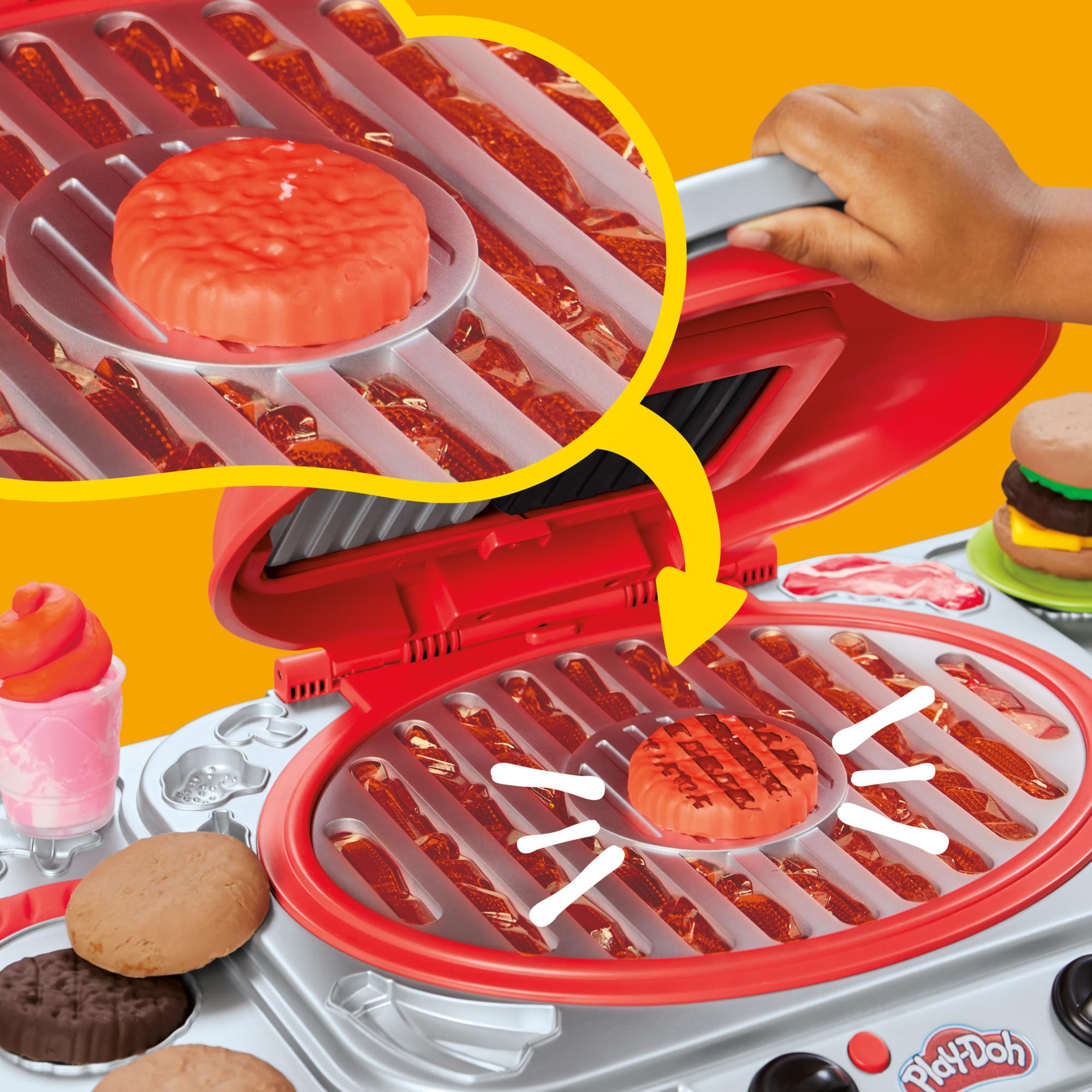 Play-Doh Sizzlin' Grill Toy Playset - Interactive BBQ Role Play for Kids 3+ 6