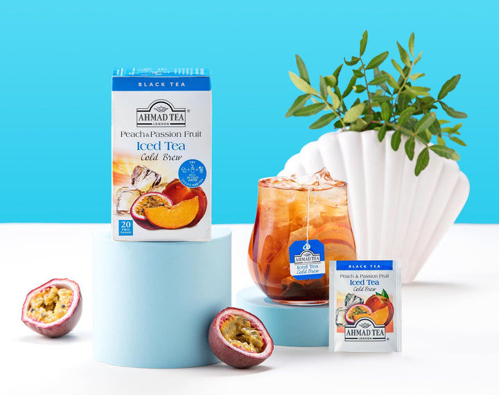 Ahmad Tea Peach & Passion Fruit Cold Brew Black Tea - 20 Teabag Sachets