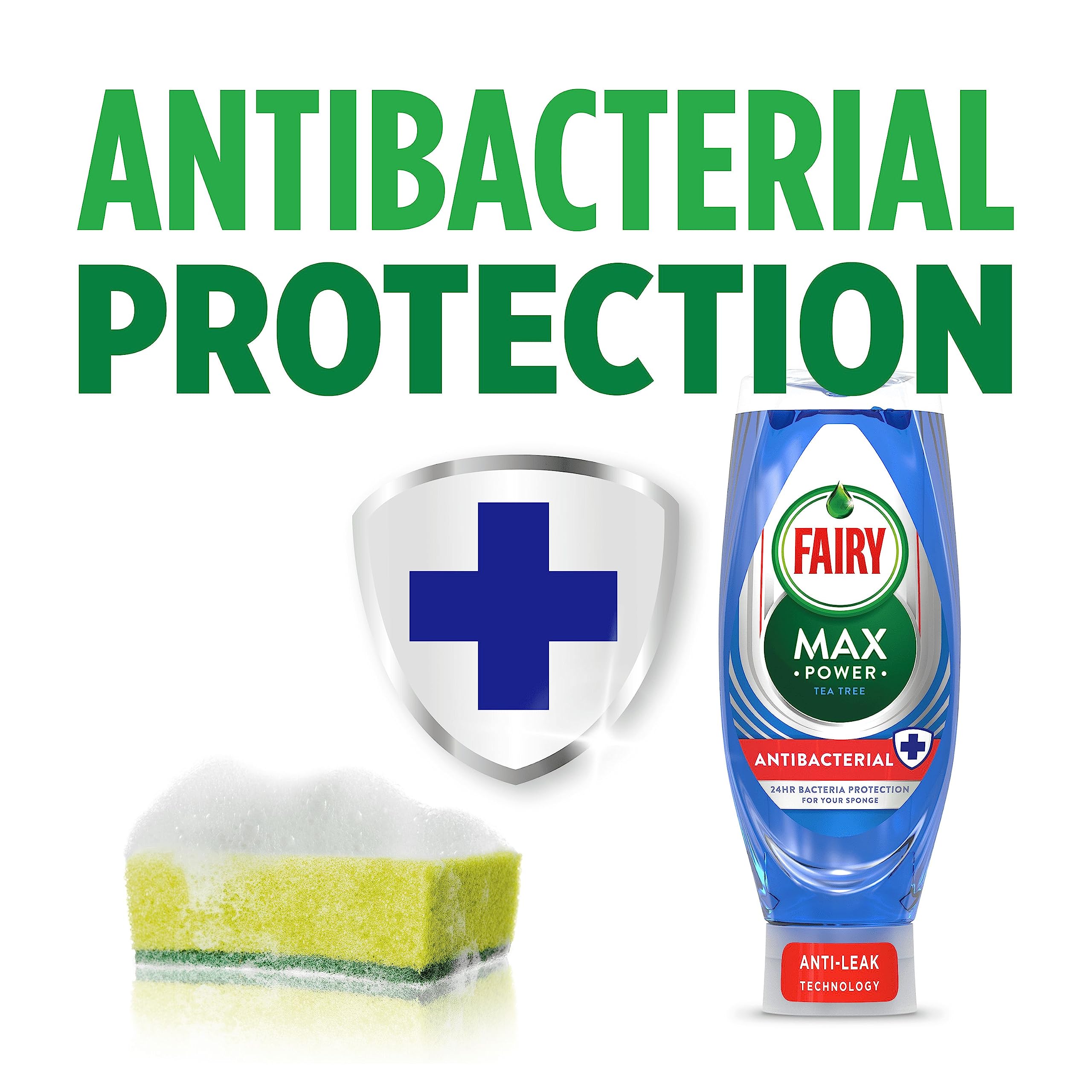 Fairy Max Power Antibacterial Washing Up Liquid - 730ml Eucalyptus Scent | Fast Cleaning