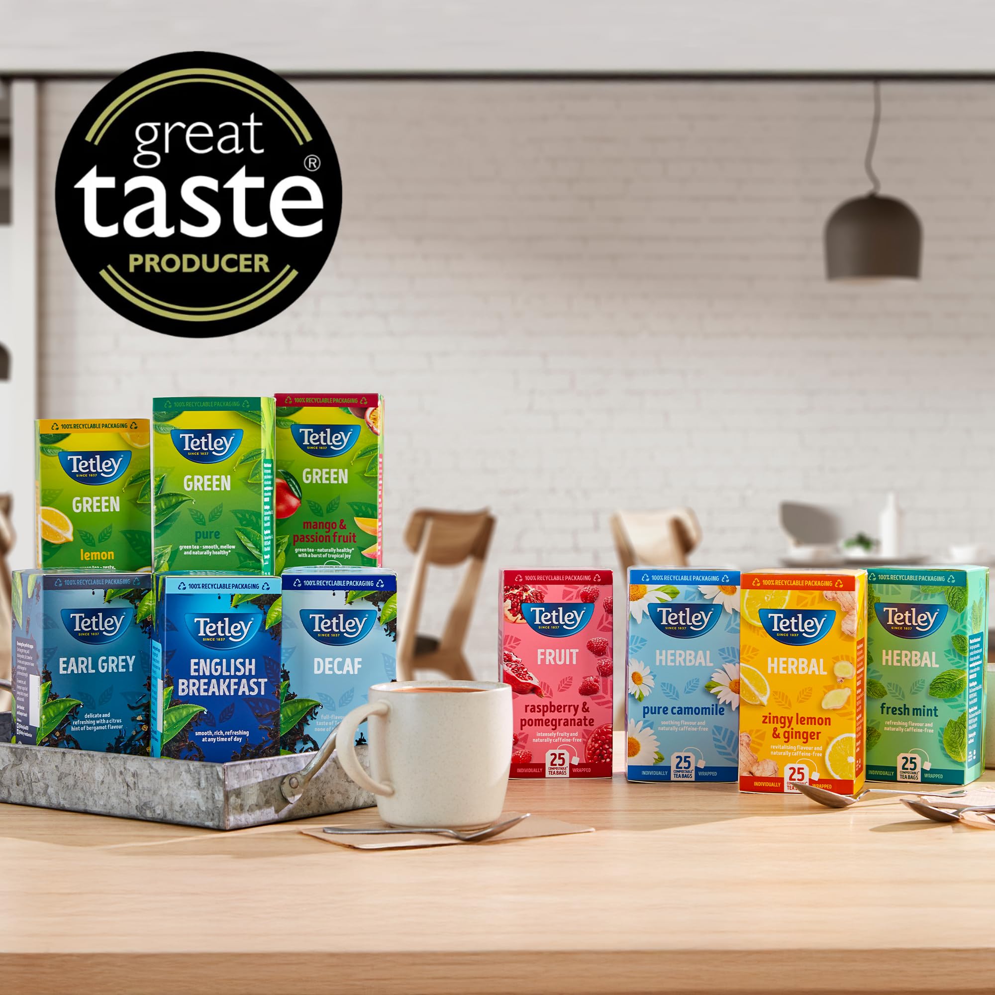 Tetley Pure Green Tea Bags - Naturally Smooth & Refreshing | 150 Bags (6x25) | Antioxidant-Rich 8