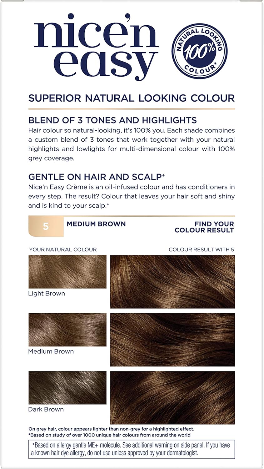Clairol Nice'N Easy Crème Permanent Hair Dye - 5 Medium Brown 4