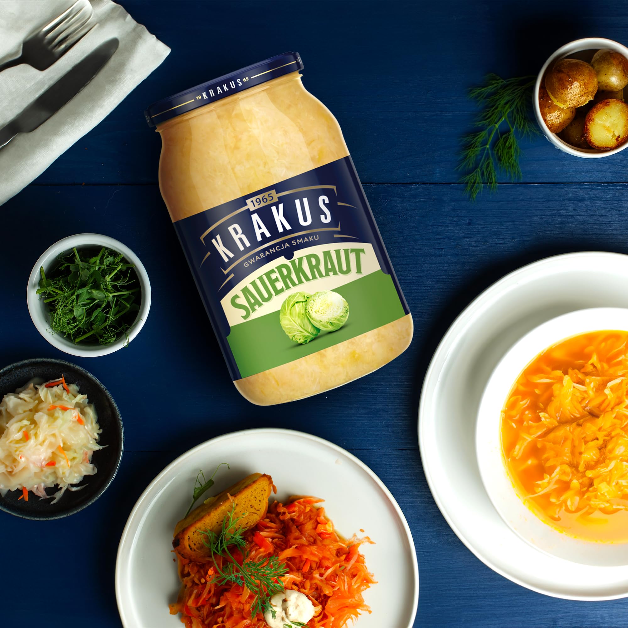 Krakus Sauerkraut 900g - Naturally Fermented Crunchy & Tangy Sauerkraut 3