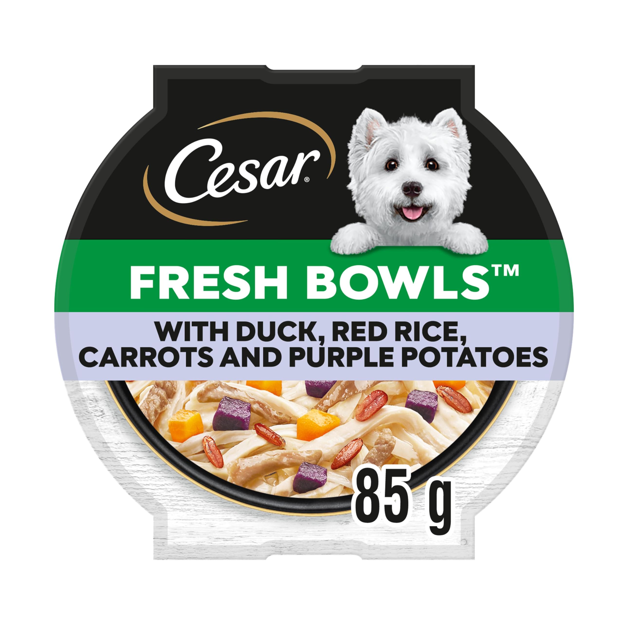 Cesar Fresh Bowl Adult Dog Food Pate with Duck, Red Rice & Vegetables | 85g Trays (Pack of 10)