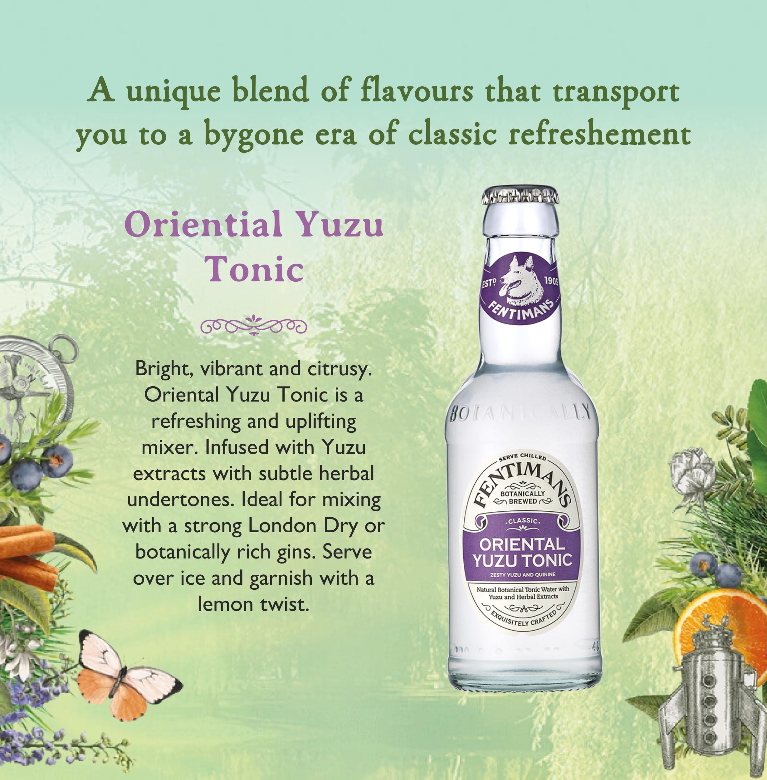 Fentimans - Orientalisches Yuzu-Tonic-Wasser, botanisch gebraut, Mixer 3