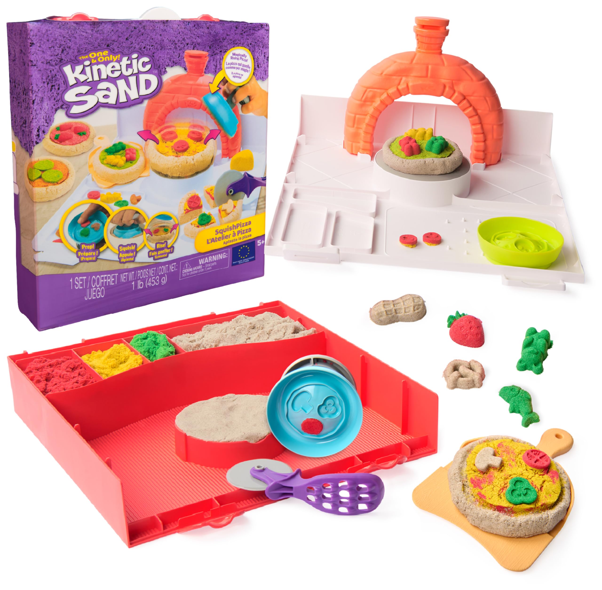 Kinetic Sand SquishPizza Rising Pizza Playset with 452g Play Sand and 5 Tools | Ages 5+ 1