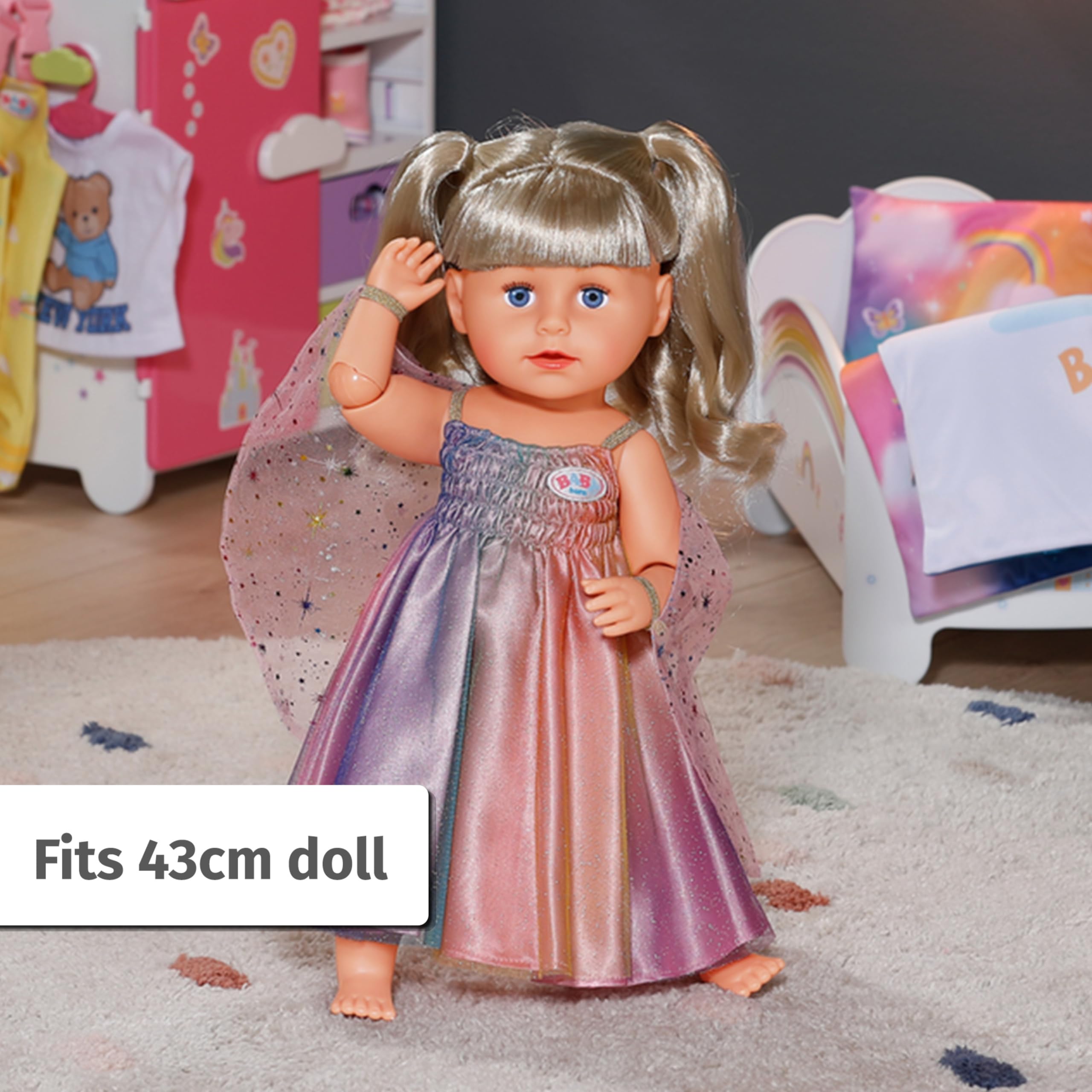 BABY born Rainbow Dress with Wings and Glitter for 43cm Dolls | Ages 3+ 4