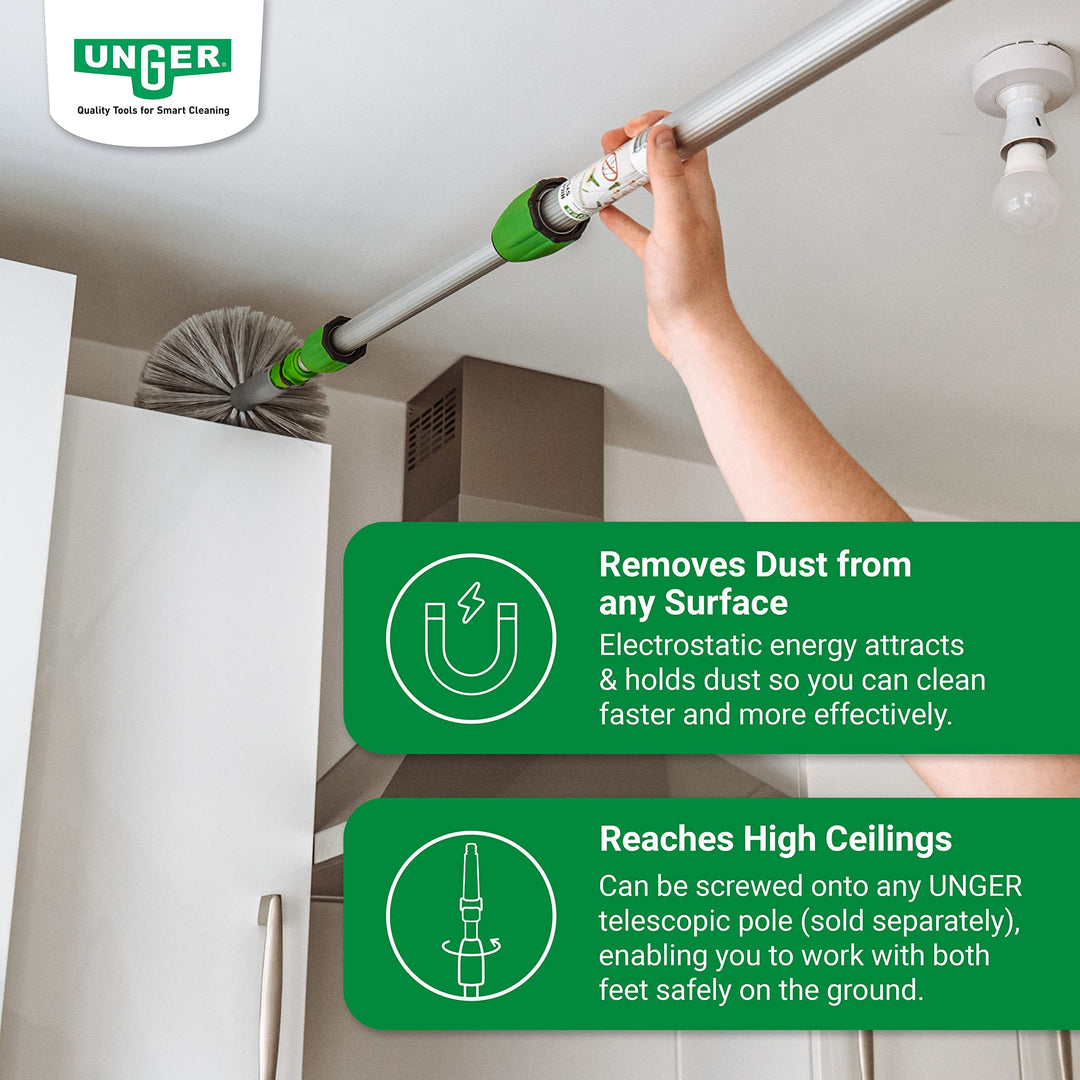 Unger StarDuster Cobweb Brush - Grey Dome-Shaped Duster for Walls, Corners & Ceilings