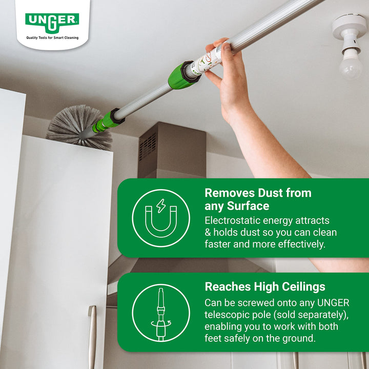 Unger StarDuster Cobweb Brush - Grey Dome-Shaped Duster for Walls, Corners & Ceilings