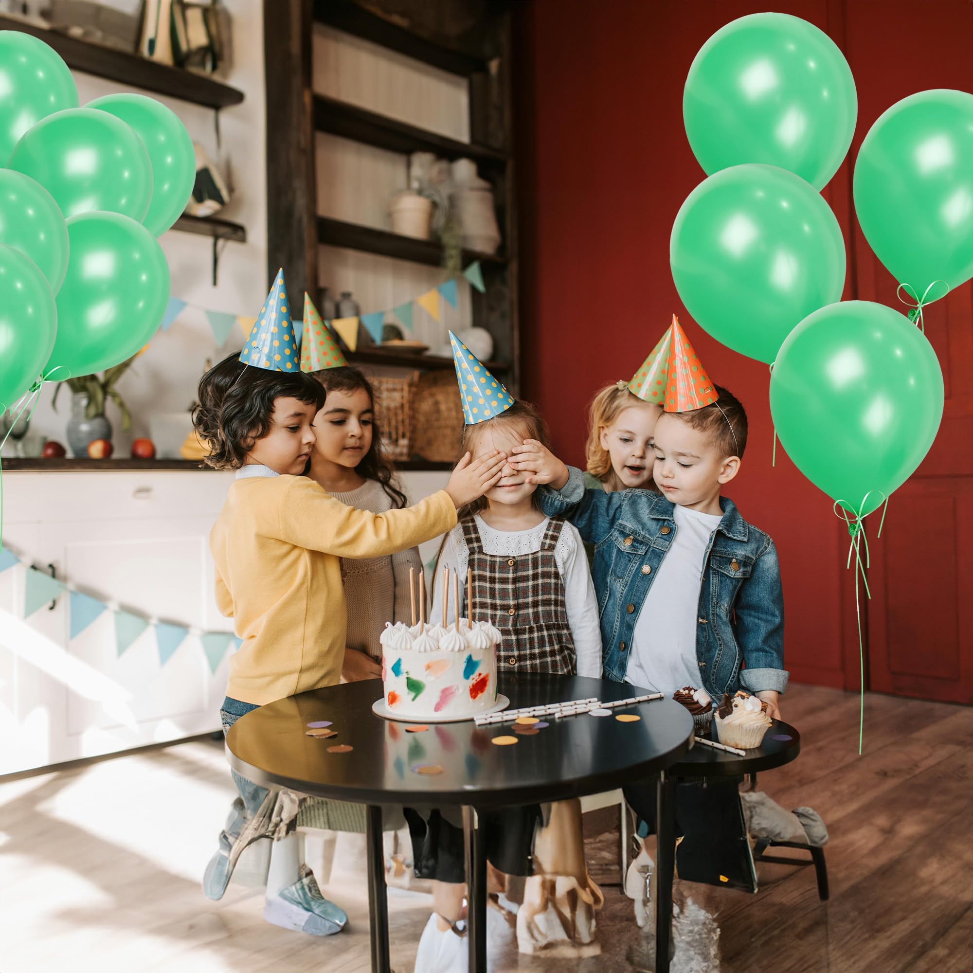 SHATCHI Green Latex Balloons - 25 Pack, 12 Inch Thick, Biodegradable for Parties & Events 5
