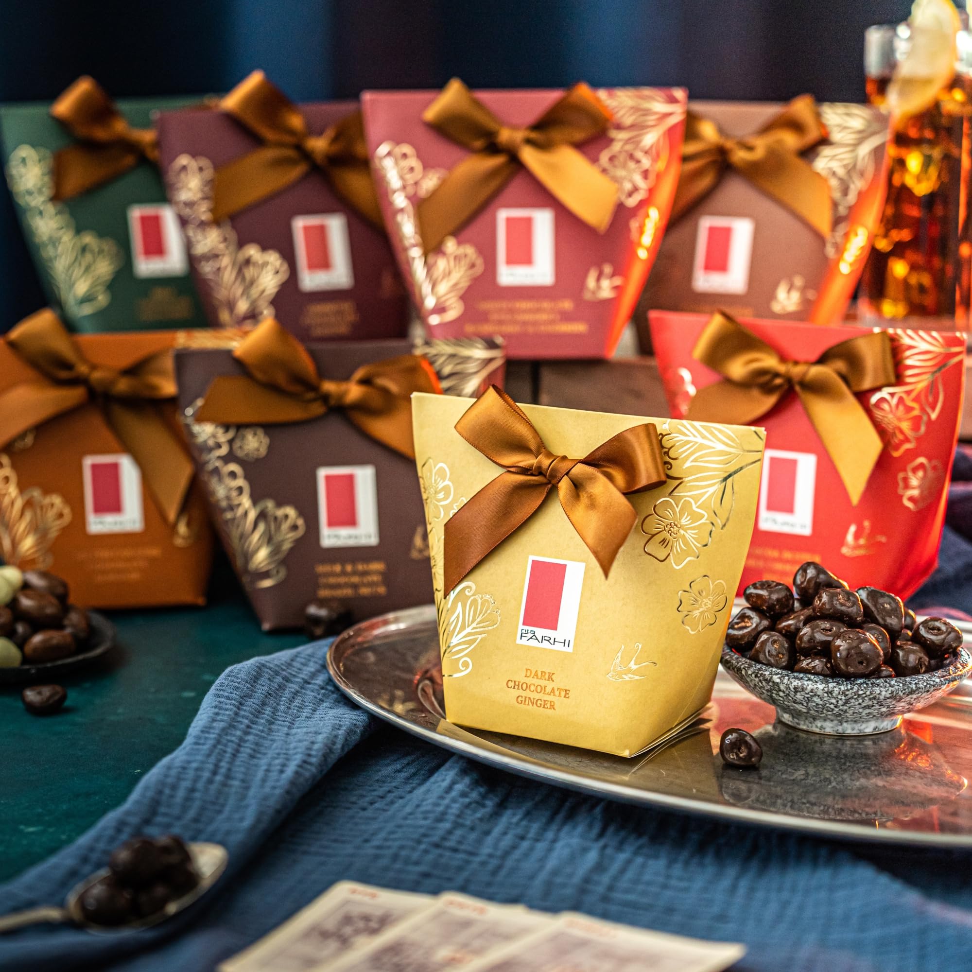 Rita Farhi Dark Chocolate Coated Ginger in Gift Box with Bow, 130g 6