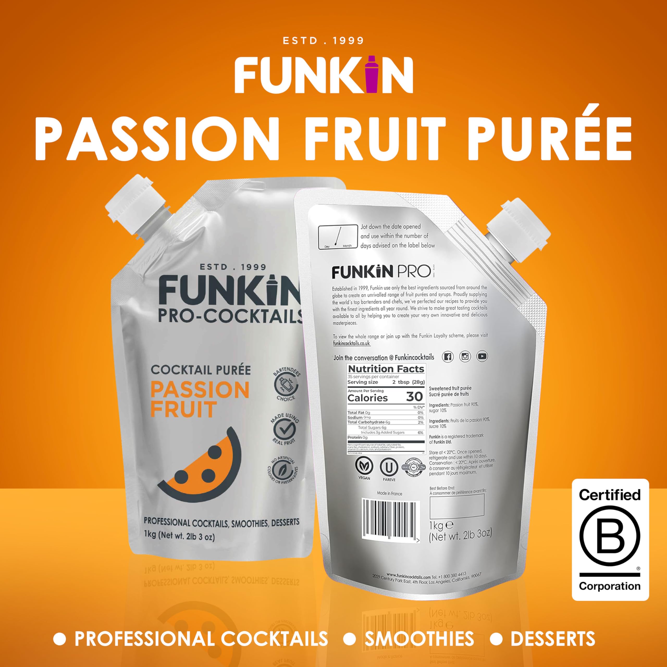 Funkin Passionsfruchtpüree Cocktailmixer 1 kg | Hergestellt mit echter Passionsfrucht | Natürliche Zutaten 8