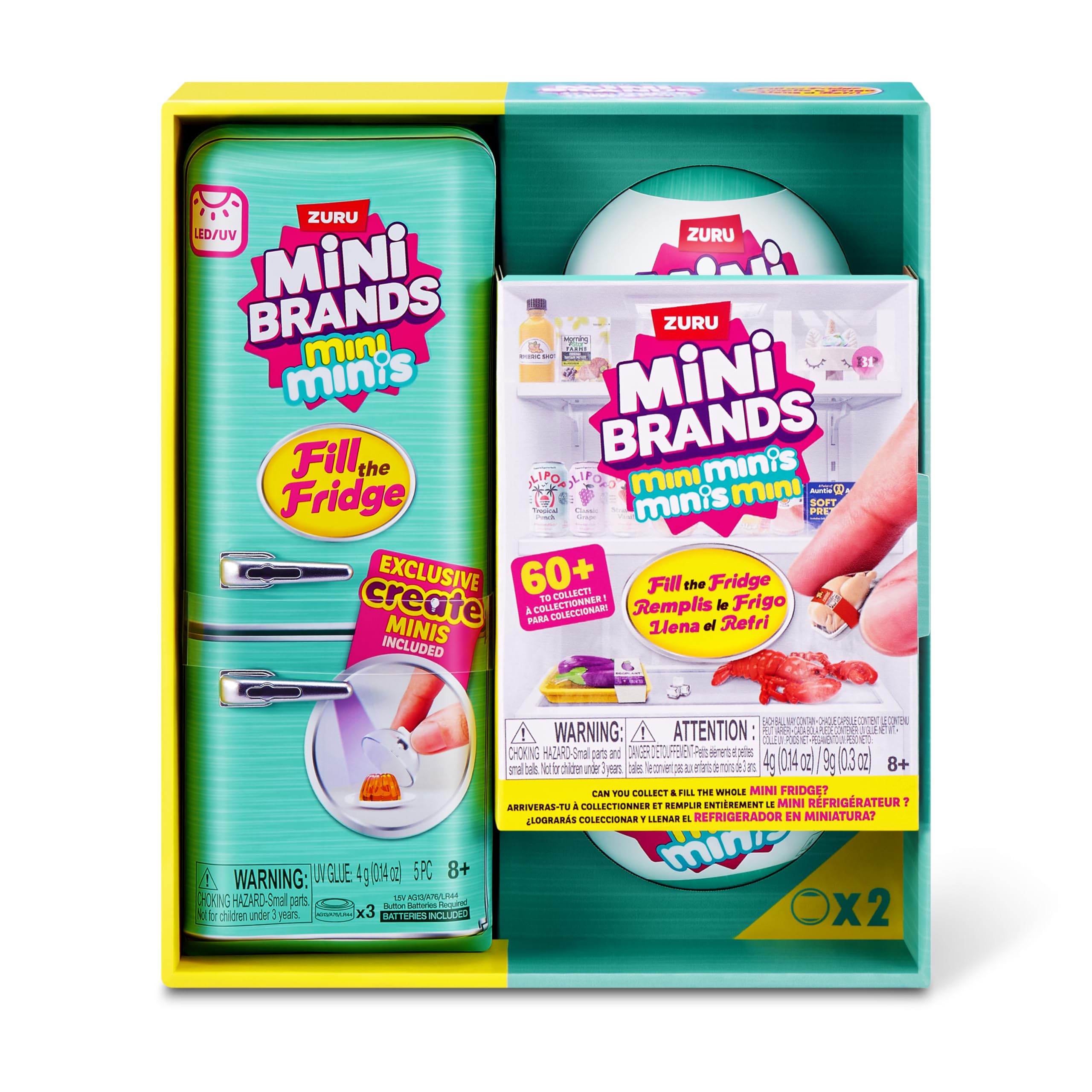 Mini Brands Fill the Fridge S1 Playset with 2pk INT Capsules - Collectible Mini Fridge Toy for Kids 8+ 1