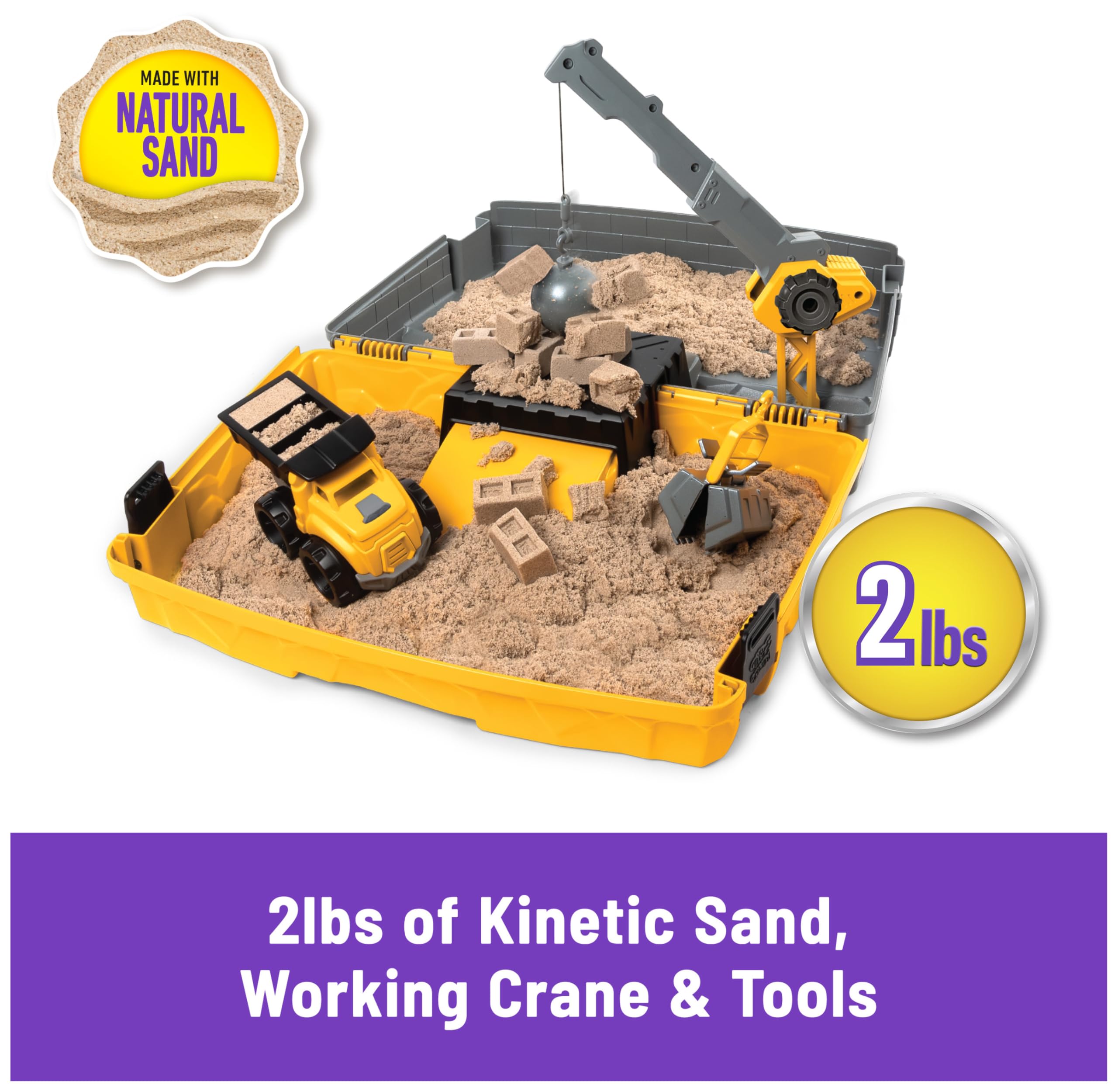 Kinetic Sand Construction Site Folding Sandbox Playset with Vehicle and 907g Sand | Ages 3+ 2
