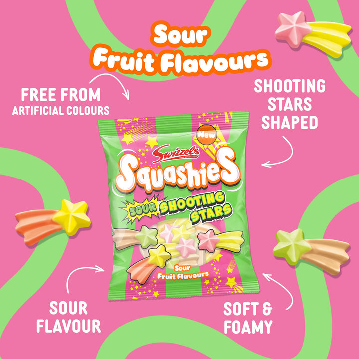 Swizzels Squashies Sour Stars 100g - Sour Chewy Sweets in Star Shapes