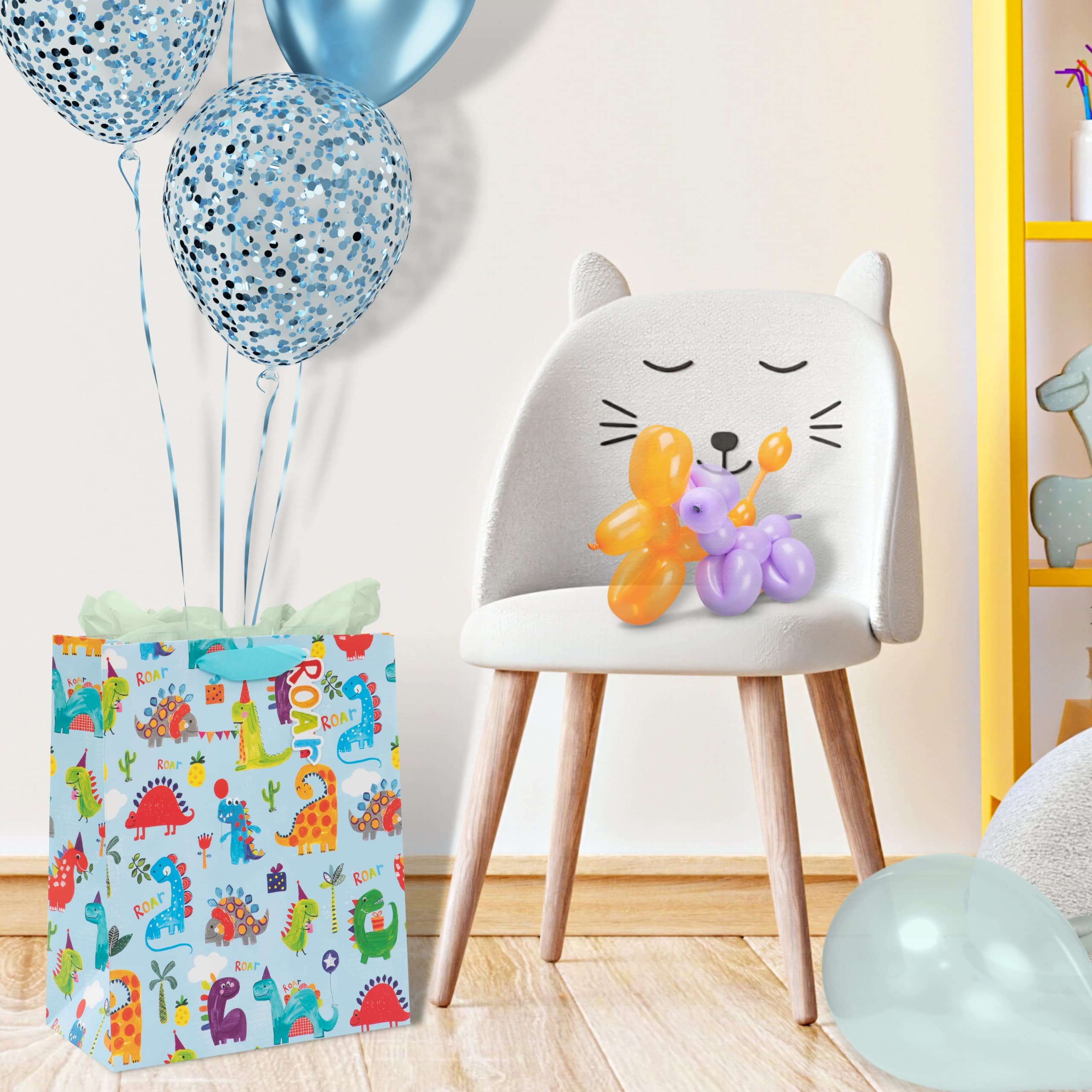 Glick Dinosaur Roar Luxury Gift Bag - Large Celebration Bag for Birthdays | Blue | 315x260x135mm 3