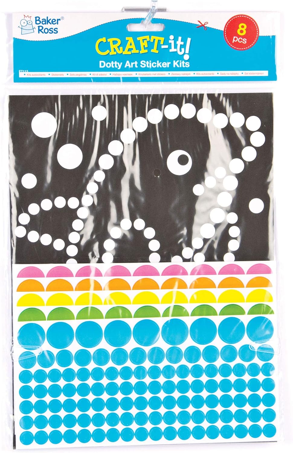 Baker Ross Dotty Sticker Art - Pack of 8 Windmill Craft Kits for Kids, Vinyl Sticker Sheets & Blank Pinwheels, 39cm 3