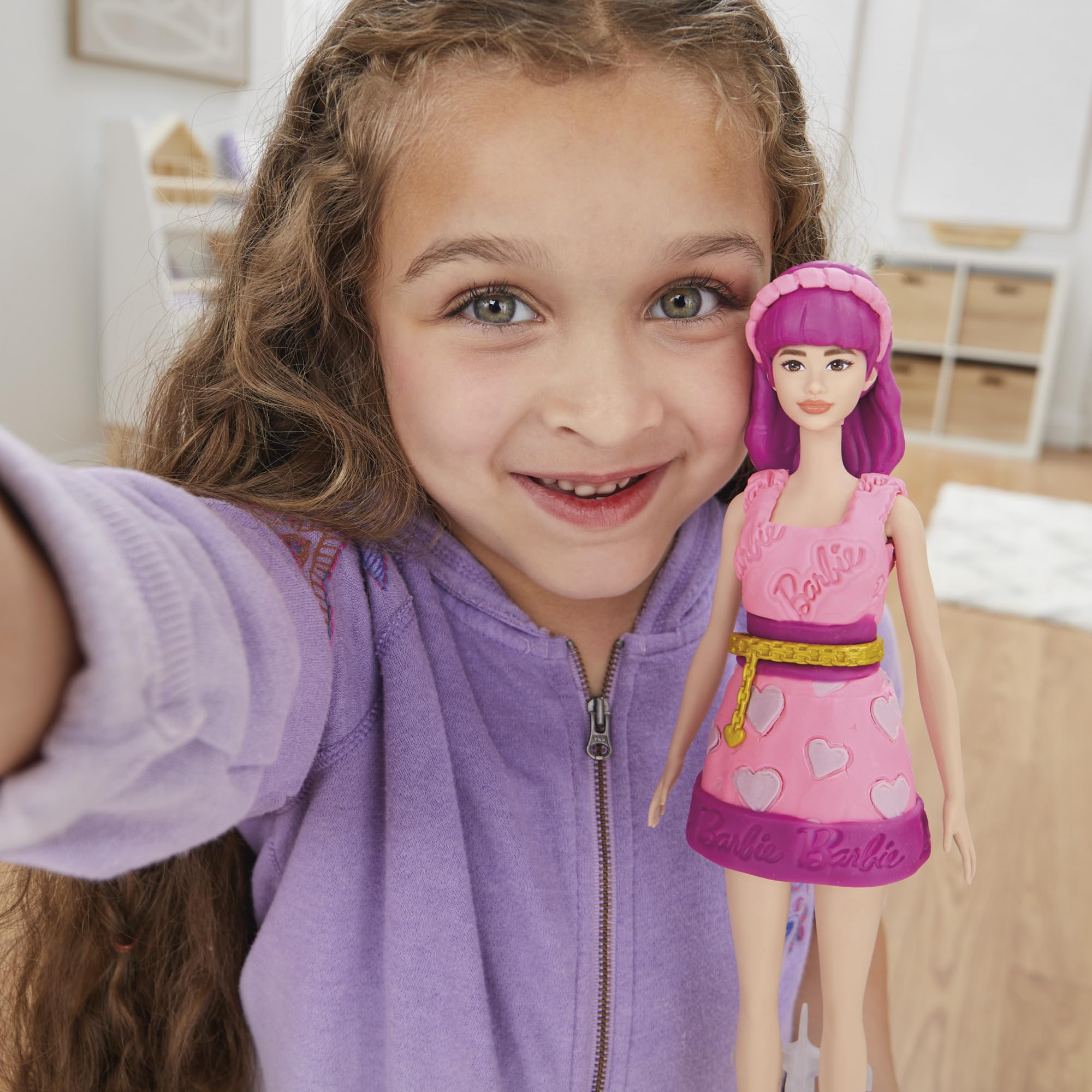 Play-Doh Barbie Hearts and Hair Doll Set - Fashion & Hair Styling Playset for Ages 5+ 9