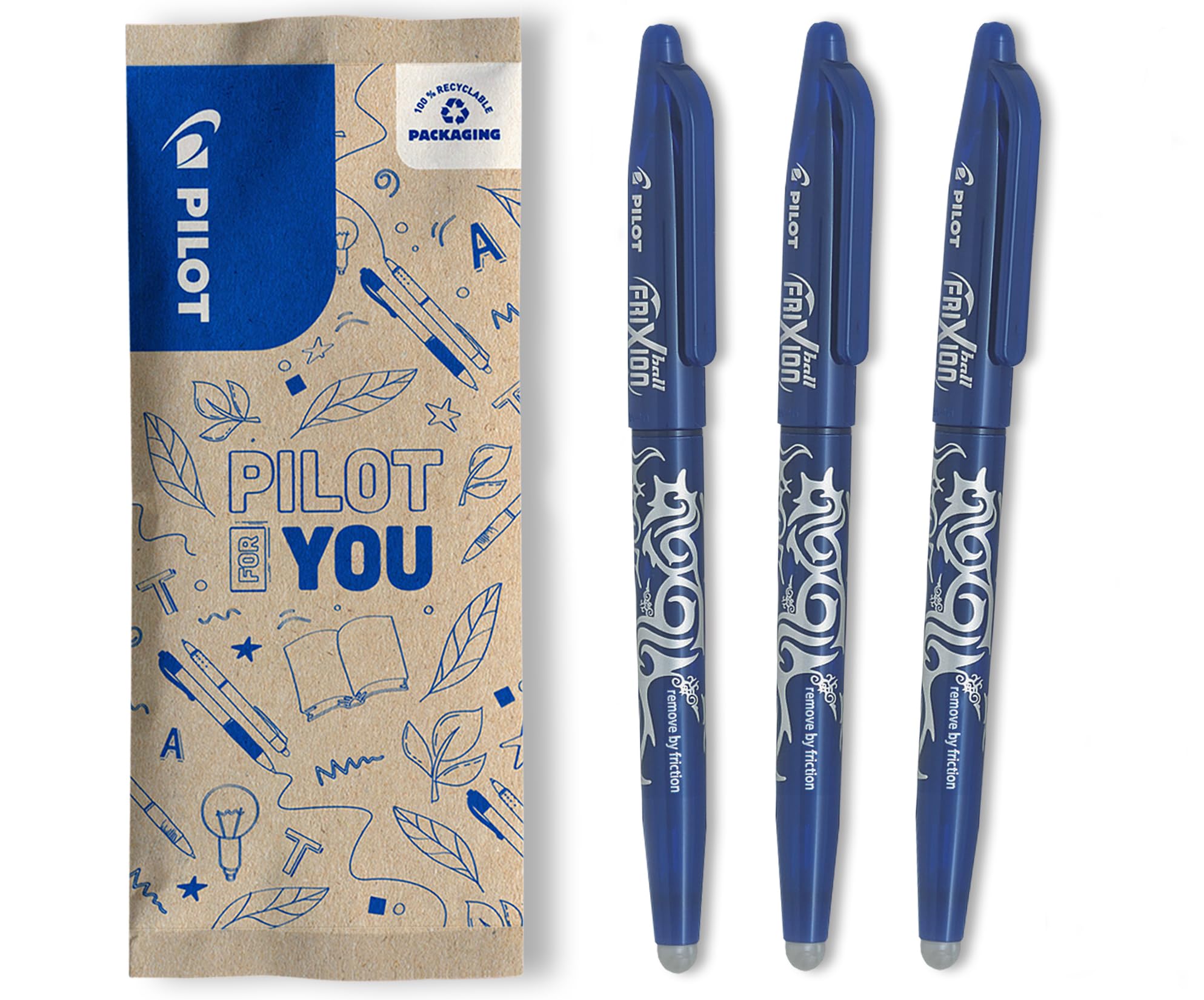 PILOT FriXion Ball 07 Erasable Gel Ink Rollerball Pen - 0.7mm Tip, Blue Ink, Refillable