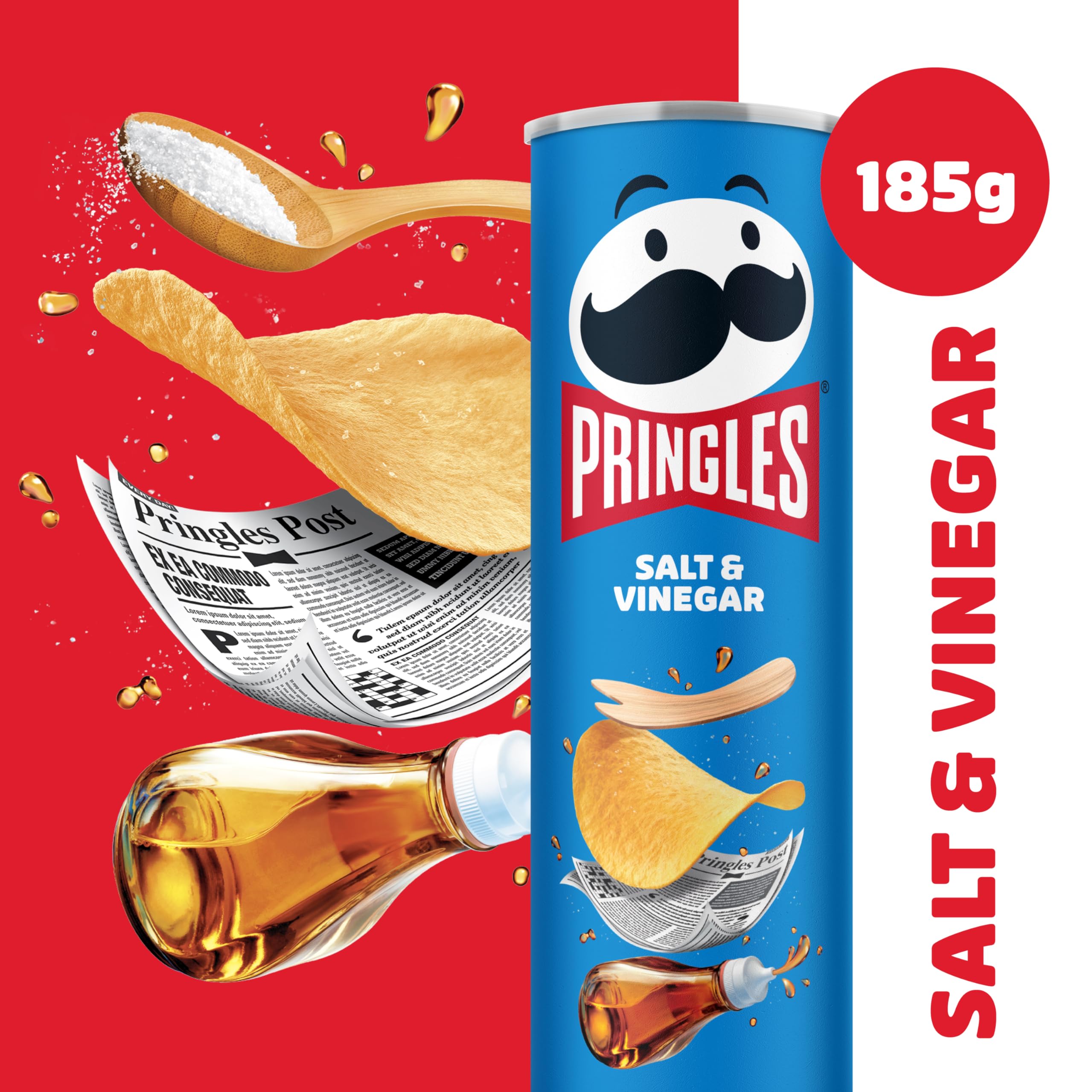 Pringles Salt & Vinegar Crisps - Bold Flavor | Resealable Tin | 185g 3