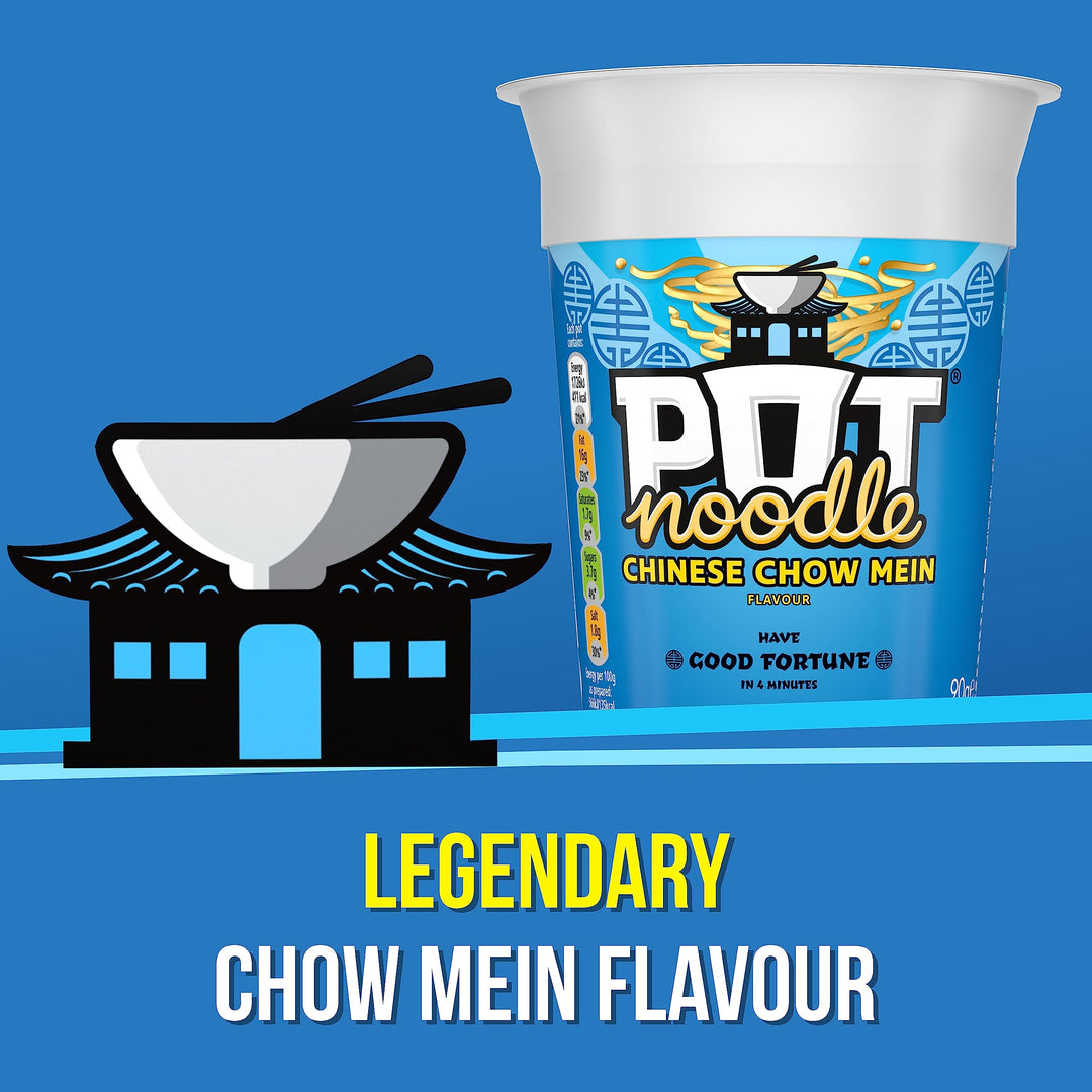 Pot Noodle Chinese Chow Mein Vegetarian Instant Noodles 12 x 90 g