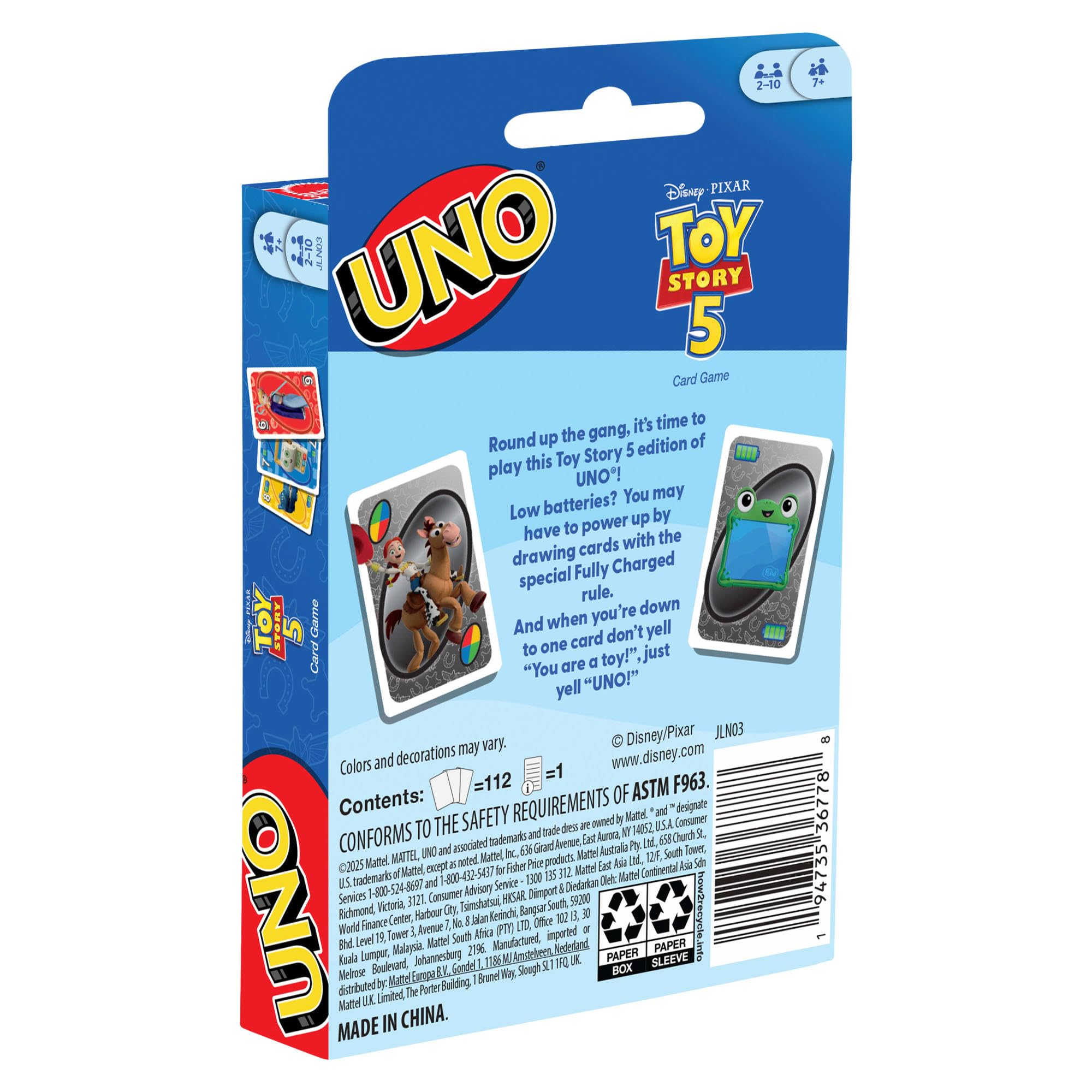 UNO Disney and Pixar Toy Story 5 Card Game - Multicolor, 2-10 Players, Ages 7+ 5