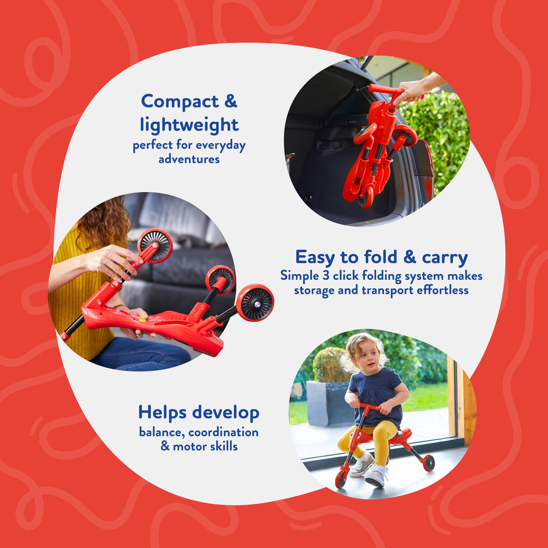 Scuttlebug 3-Wheel Foldable Ride-On Tricycle - Beetle Trike for 1-3 Year Olds