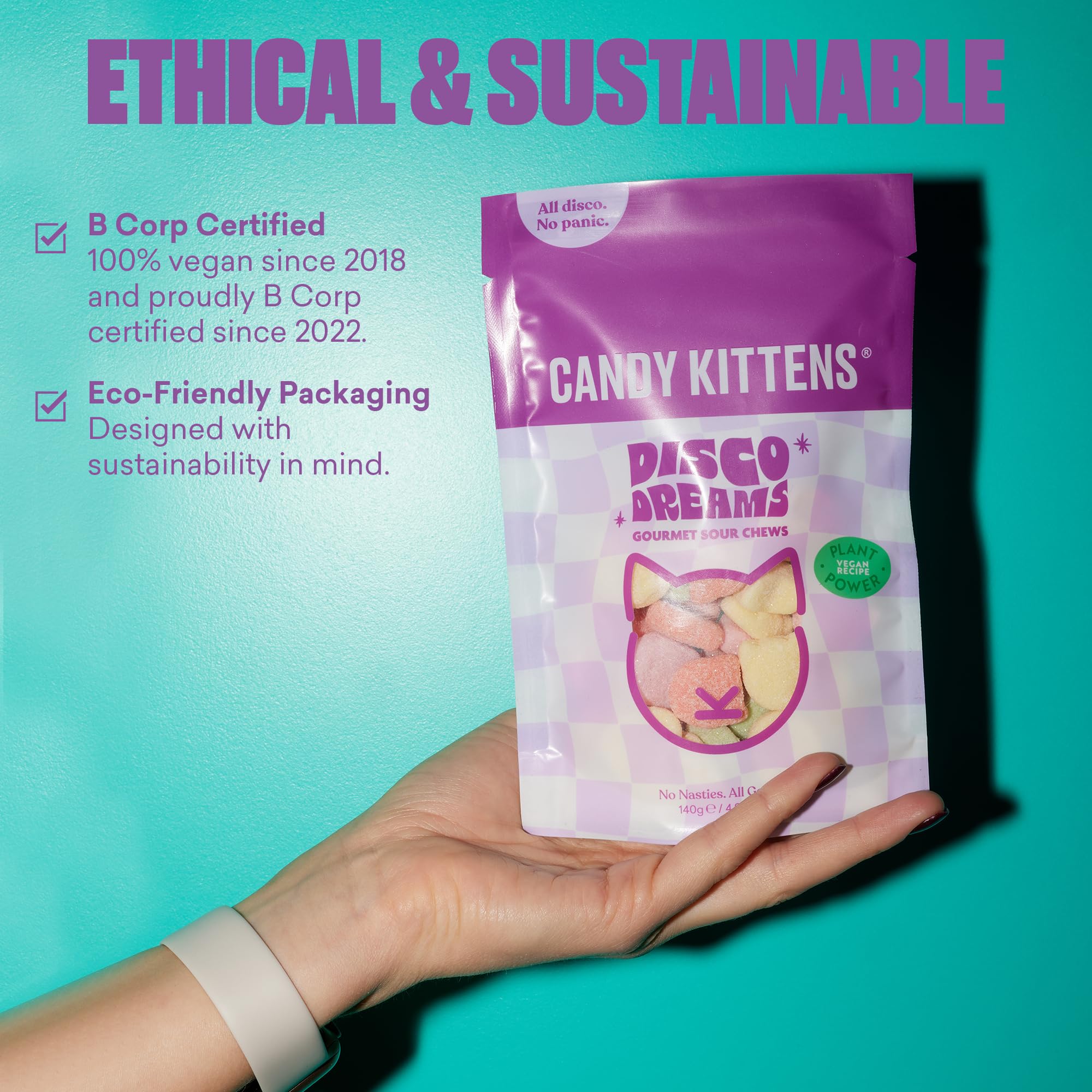 Candy Kittens Disco Dreams Vegan Sweets – 140g Fizzy Treats with Real Fruit Juice, Plant-Based Pick and Mix Snack 6