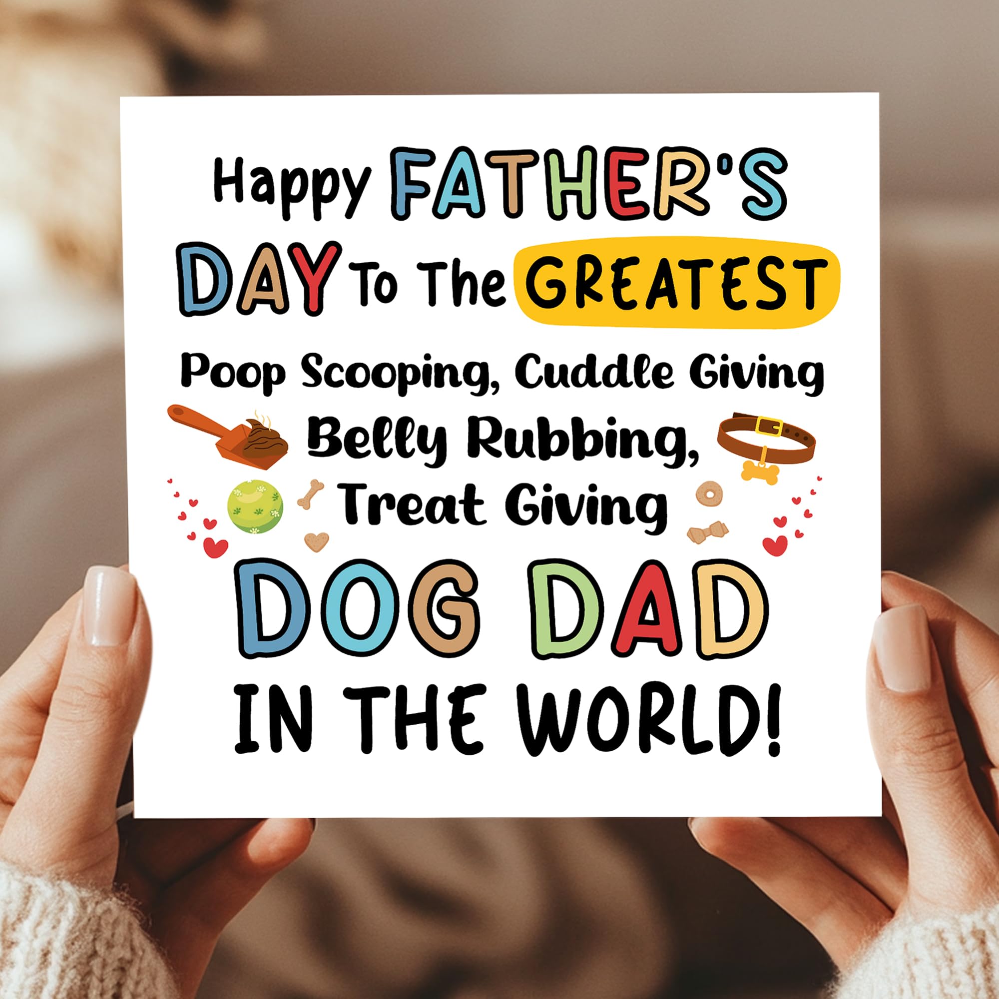 RED OCEAN Handmade Father's Day Card From The Dog | Square 14.5cm | 350gsm Matte Card