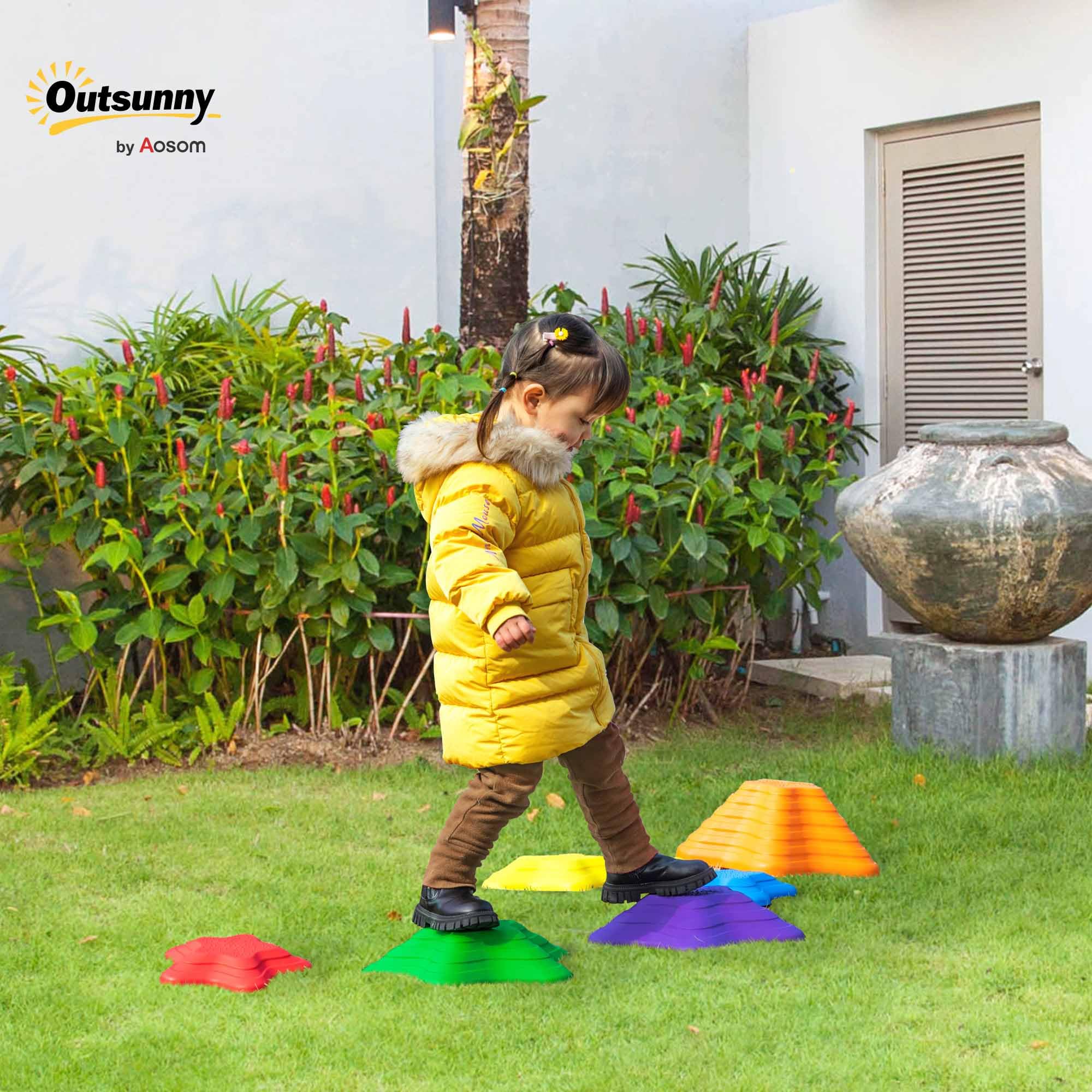 Outsunny Balance Stepping Stones Kids - 6-Piece Starfish Style Non-Slip Outdoor Play Set 6