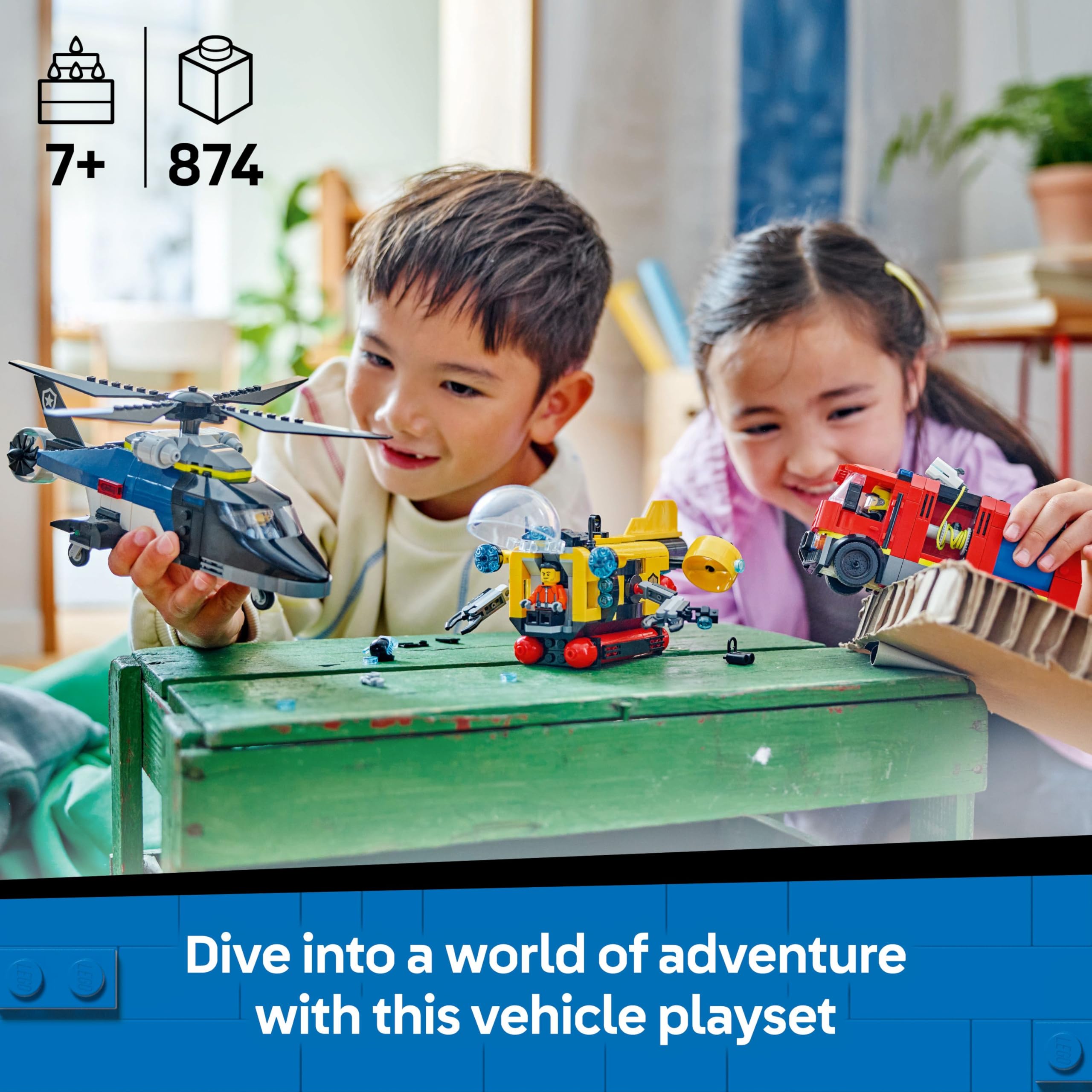 LEGO City 60462 Helicopter, Fire Truck & Submarine Remix Building Set | Ages 7+ 2