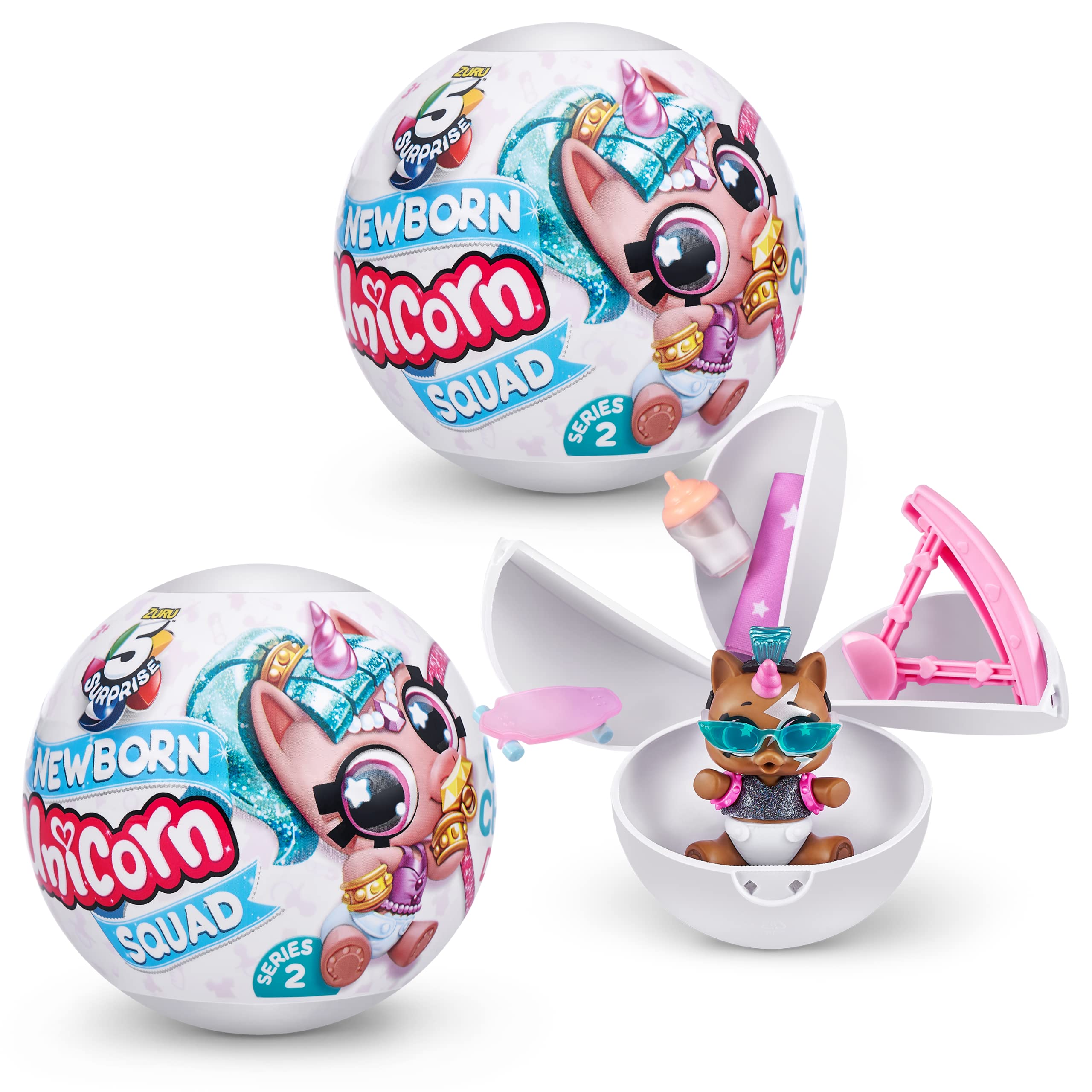 5 Surprise Unicorn Squad Series 5 Newborn Unicorn Mystery Capsule - Collectible Playset with Color-Changing Diaper & Convertible Bath 1