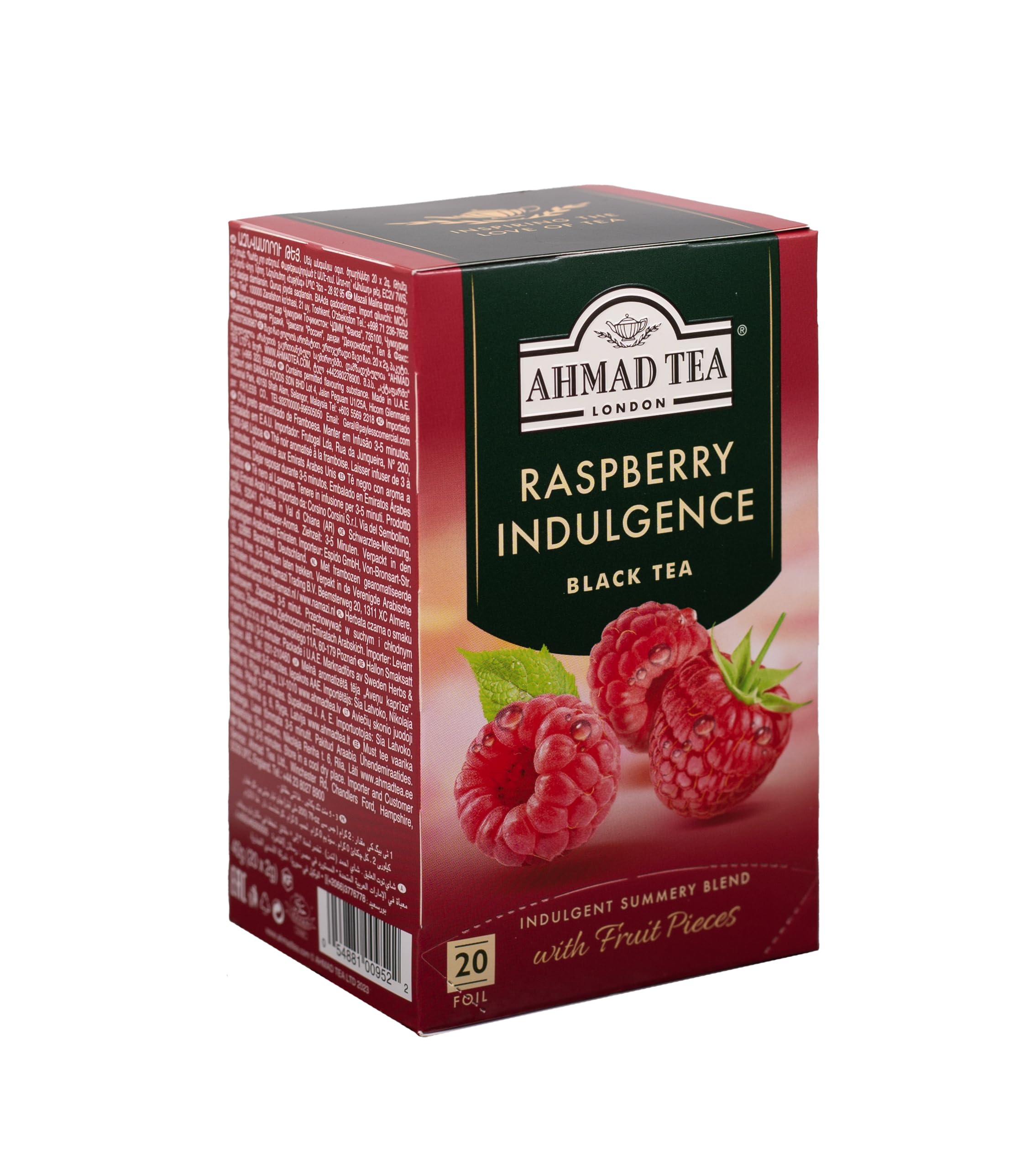 Ahmad Tea Raspberry Indulgence Fruit Black Tea - 20 Teabags | 40g | Sugar-Free 4