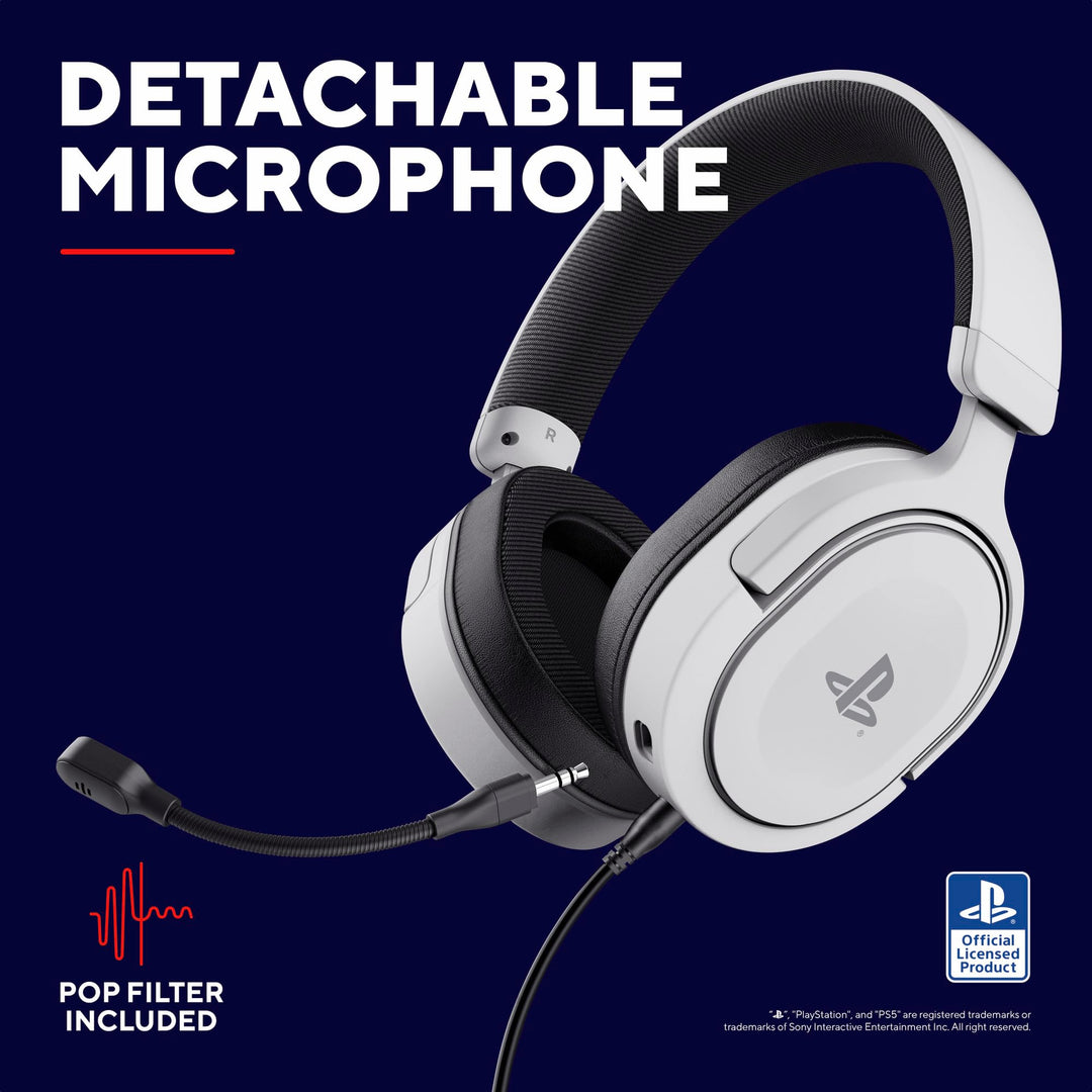 Trust Gaming GXT 498W Forta Officially Licensed PS5 Gaming Headset with 50mm Drivers & Detachable Mic