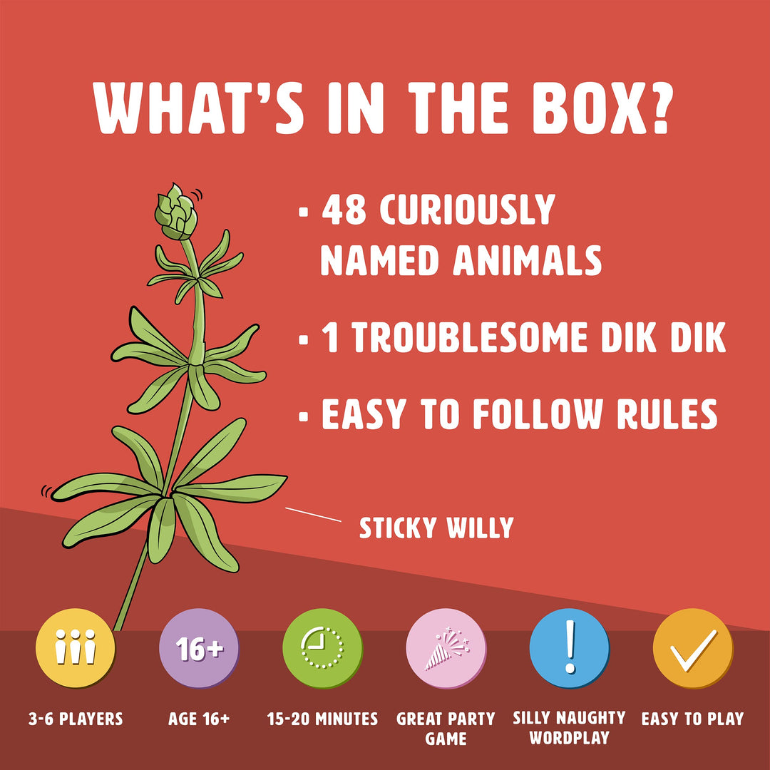 Ginger Fox Don't Be A Dik Dik Card Game - Hilarious Adult Nature Party Game for 3-6 Players