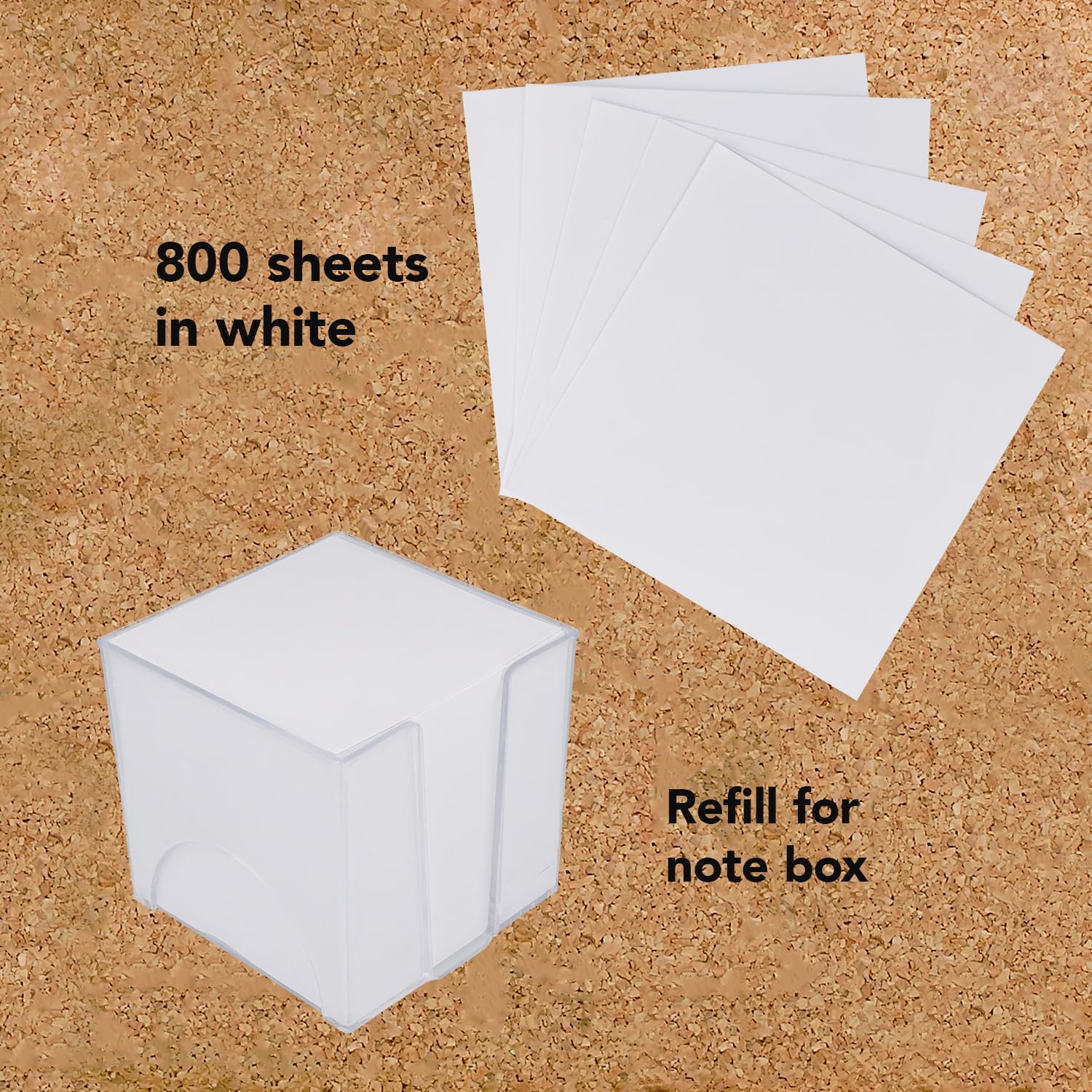 Westcott Note Block Refill Pack - 800 Sheets White Paper | 9 x 9 cm Size | 80g/m² 2