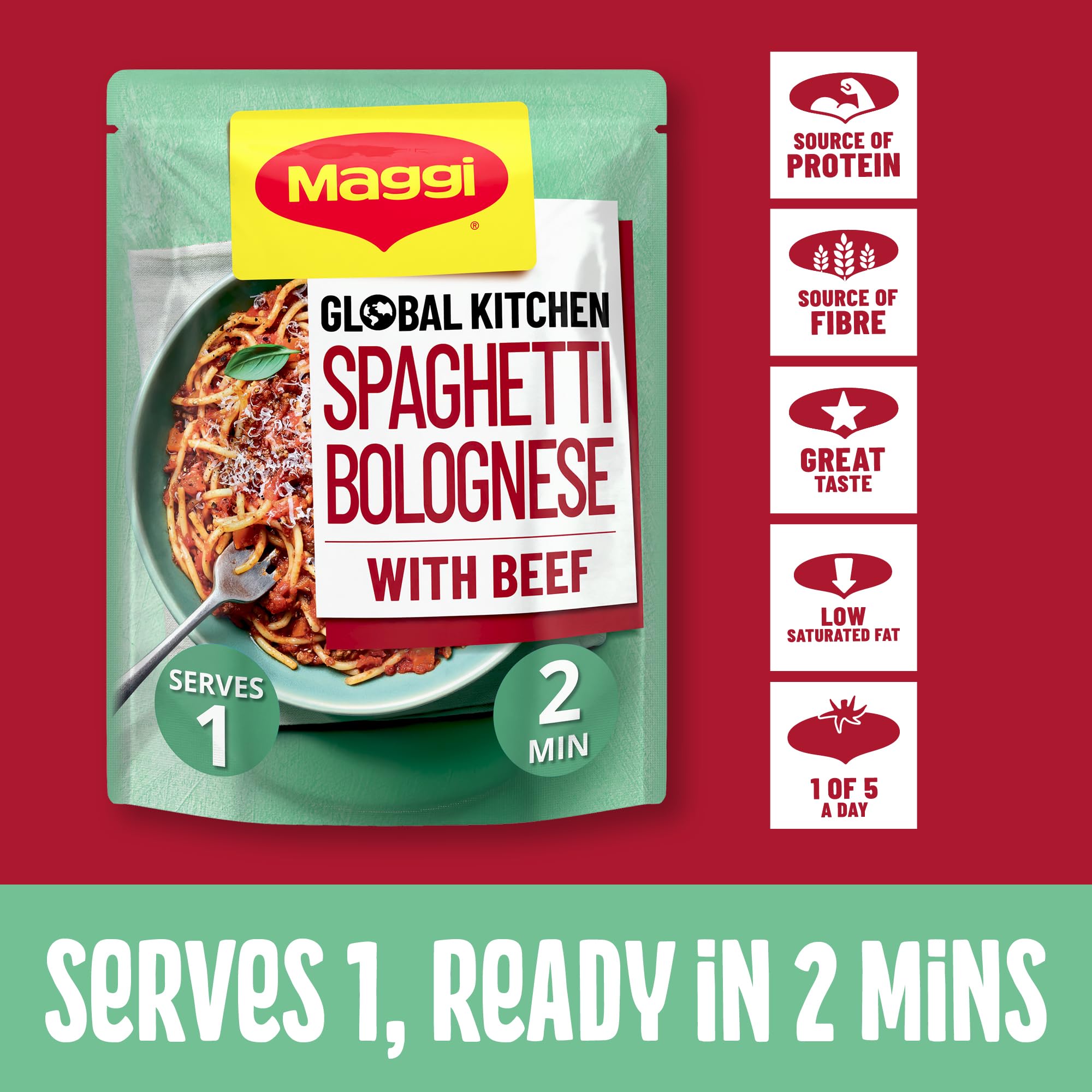 MAGGI Spaghetti Bolognese with Beef - Ready in 2 Minutes | 260g 3
