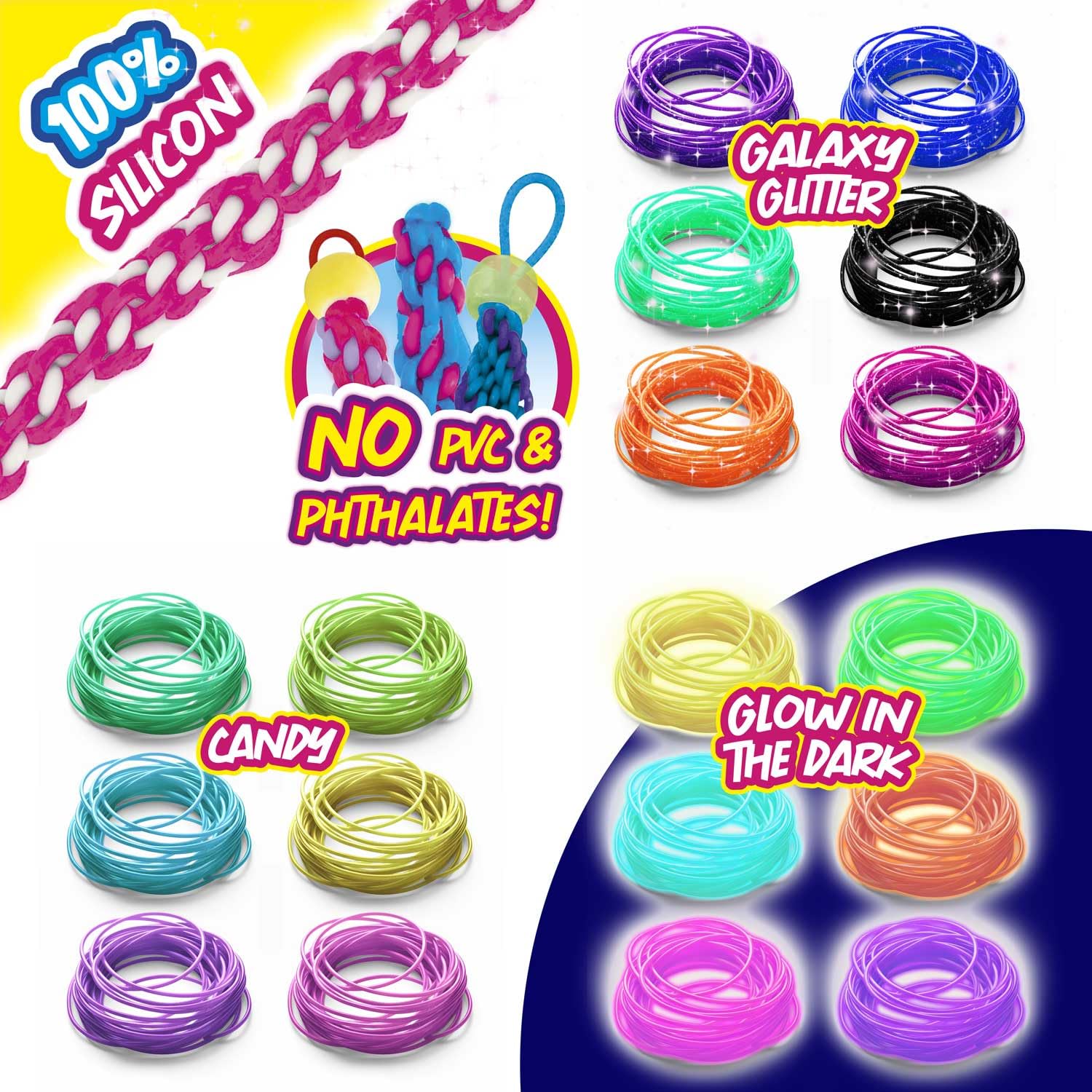 CRAZE Scoubidou Creative Box - 36 Silicone Strings, 30+ Charms & Beads, Ages 8+ 2