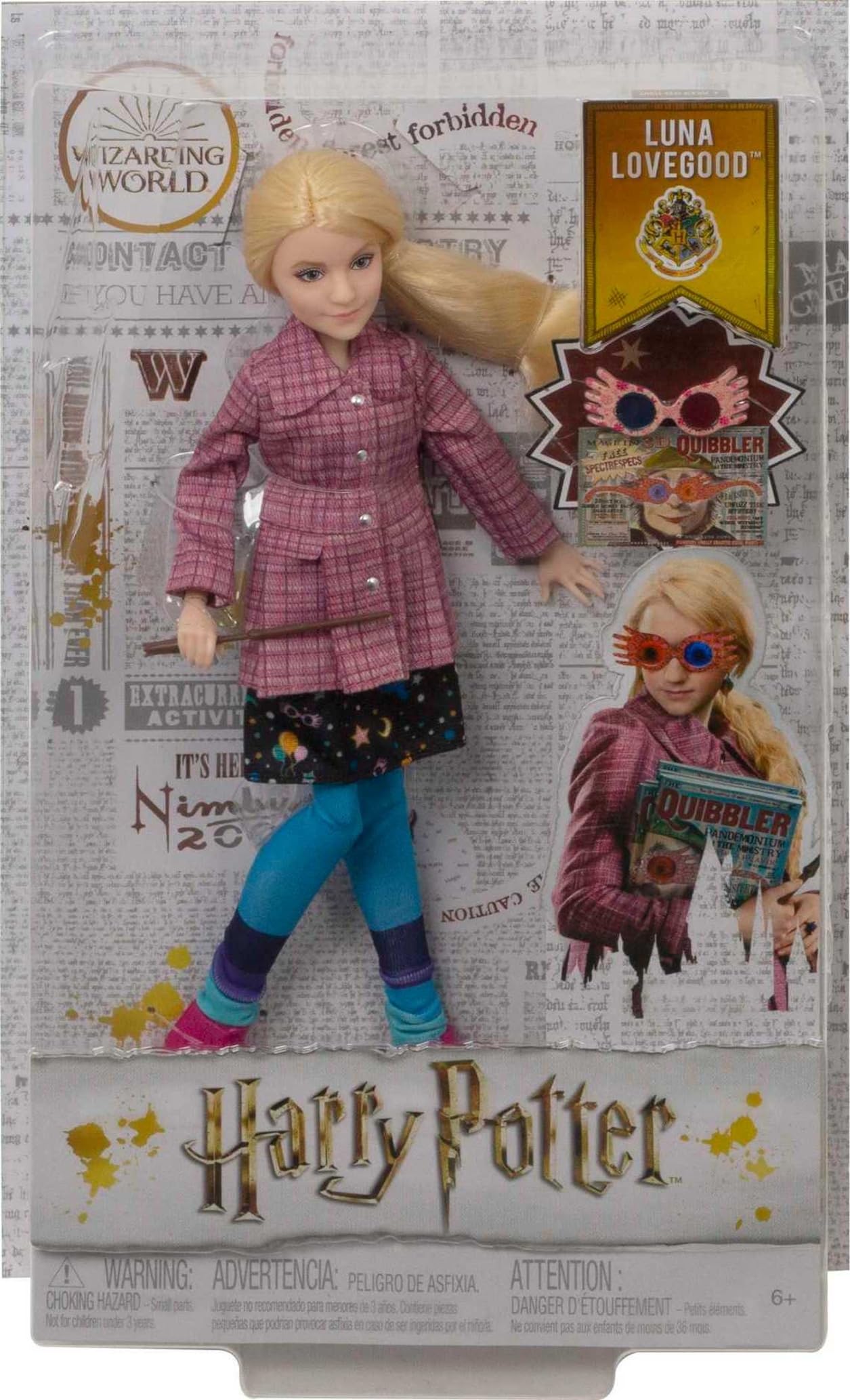 Harry Potter Luna Lovegood Sammlerpuppe – 25 cm große, bewegliche Figur mit Klitterer, Spectrespecs und Zauberstab, ab 6 Jahren 6