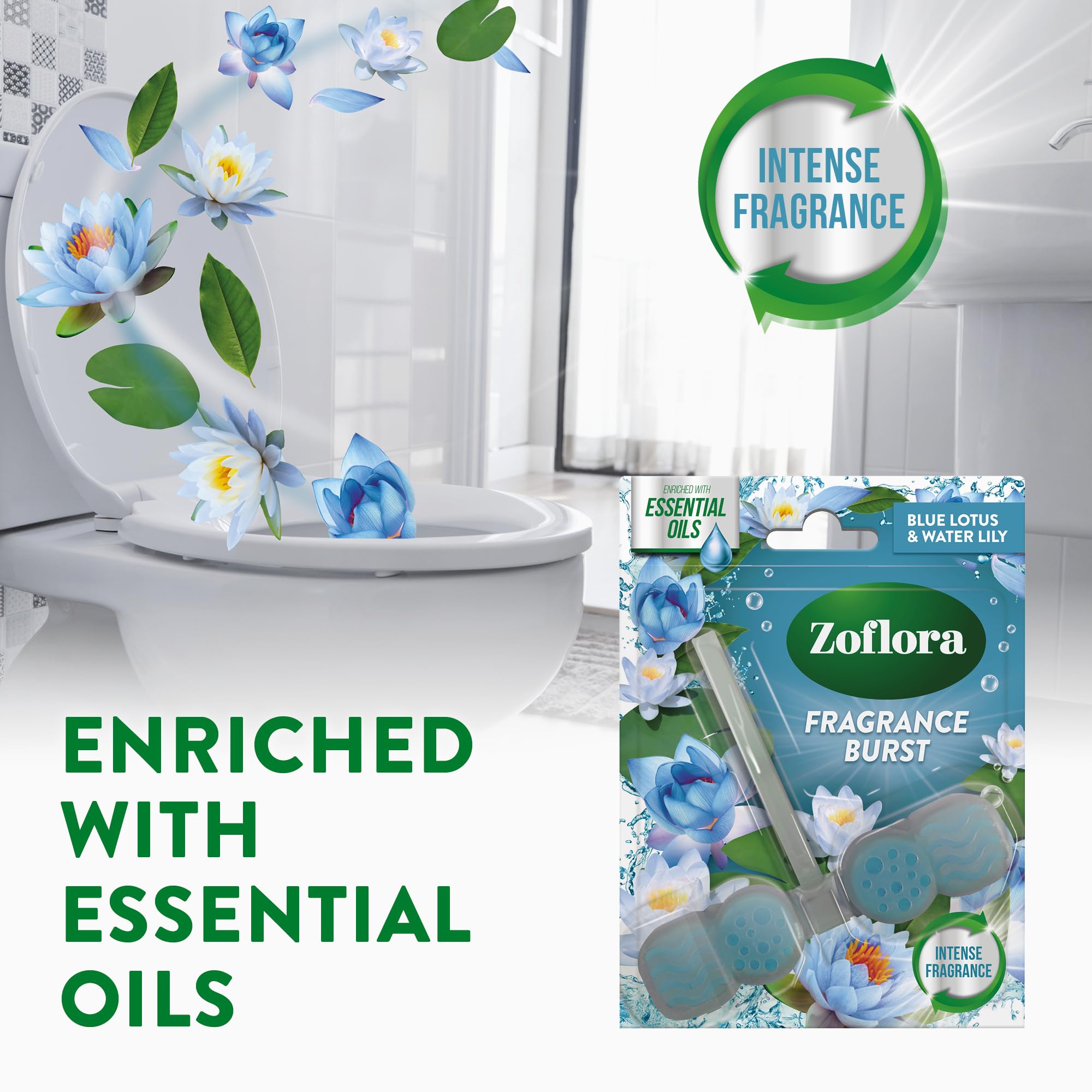 Zoflora - Blue Lotus & Water Lily Toilet Rim Block, 48g 5