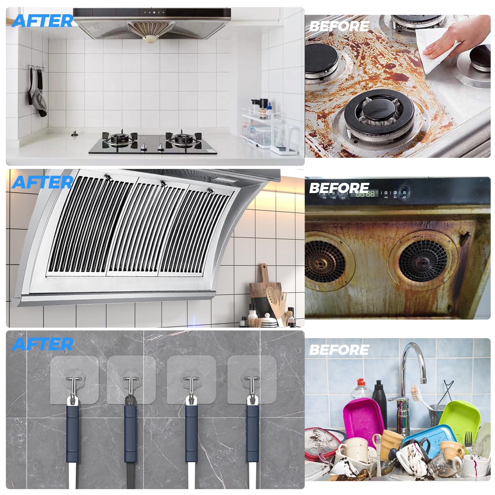 Woobroo 16-in-1 Crevice Cleaning Brush Set - Hard Bristle Grout Cleaner & Spatula Tool